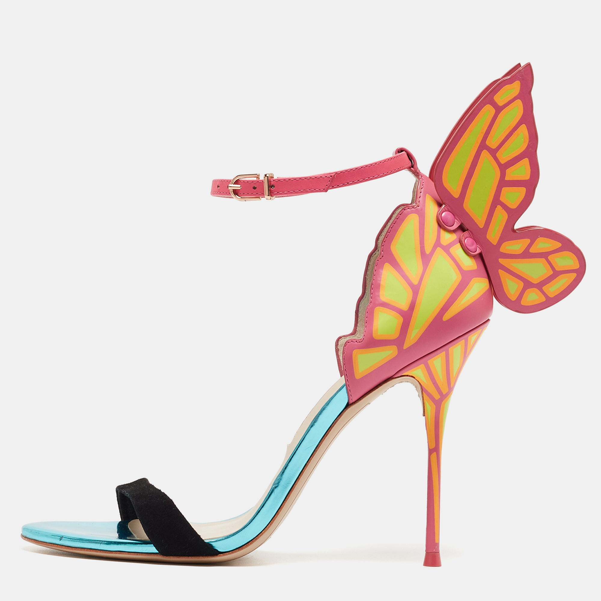 

Sophia Webster Multicolor Patent Leather and Suede Chiara Butterfly Ankle Strap Sandals Size