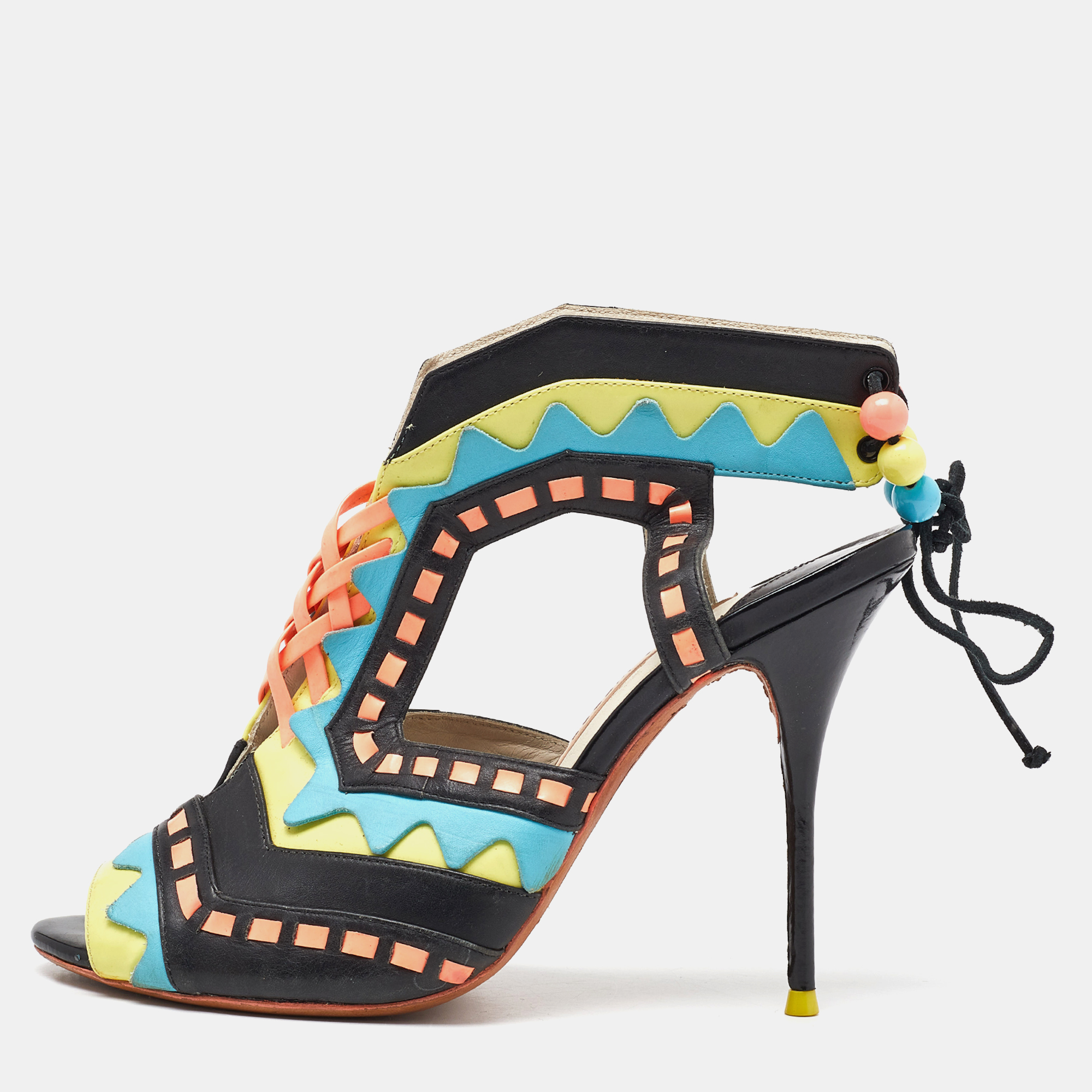 

Sophia Webster Multicolor Leather Riko Cut Out Sandals Size