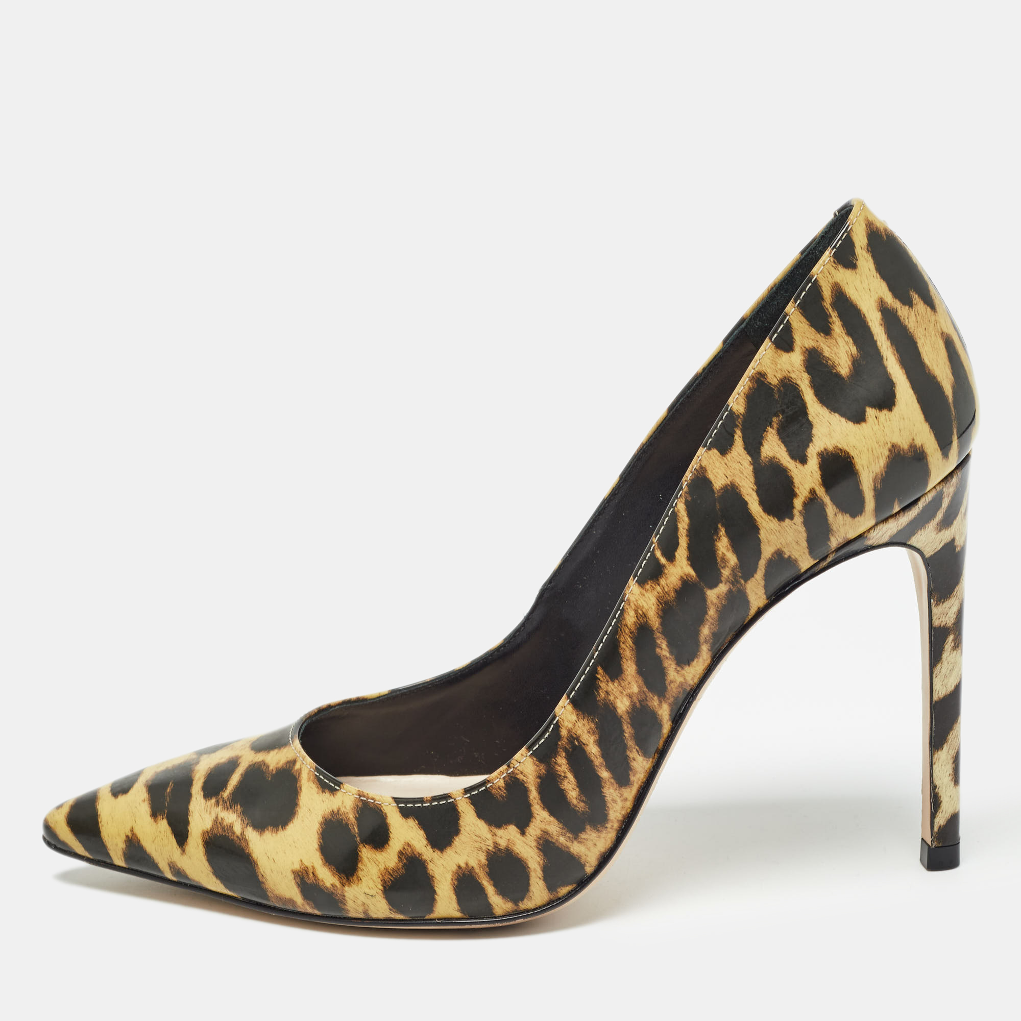 

Sophia Webster Yellow/Black Leopard Print Patent Leather Rio Pumps Size