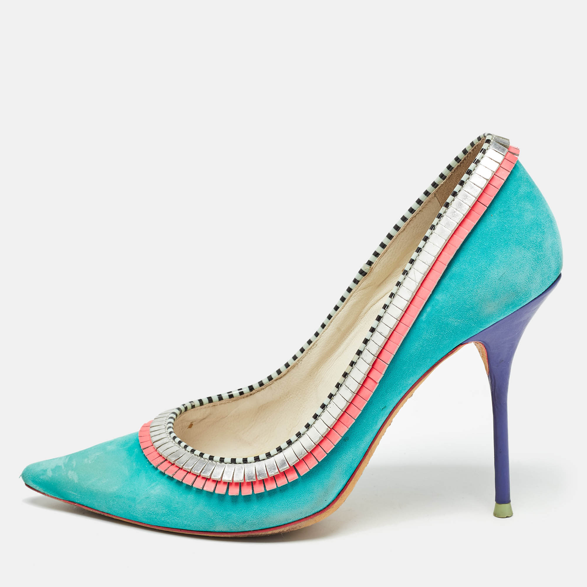 

Sophia Webster Multicolor Suede and Leather Pointed Toe Pumps Size, Blue