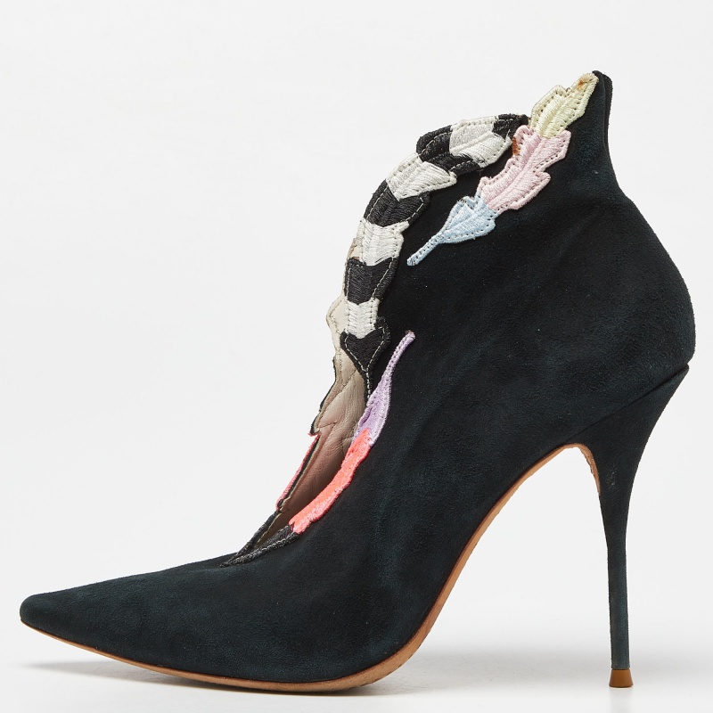 

Sophia Webster Multicolor Embroidered Suede Ankle Booties Size