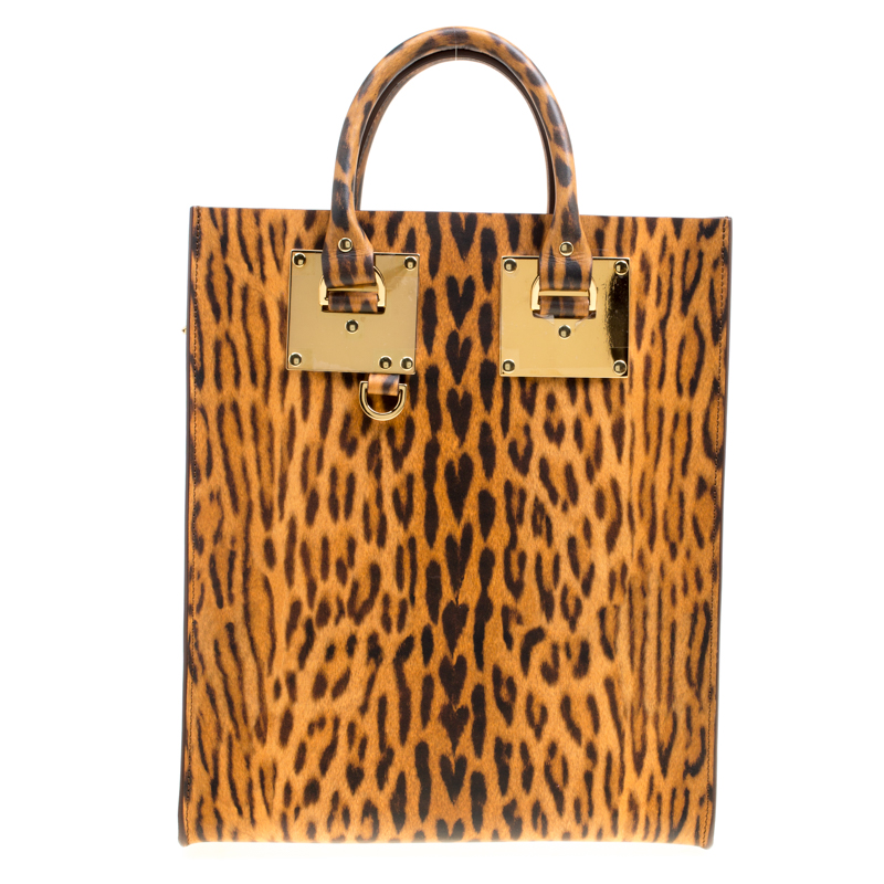 Sophie Hulme Leopard Print Leather Albion Top Handle Bag