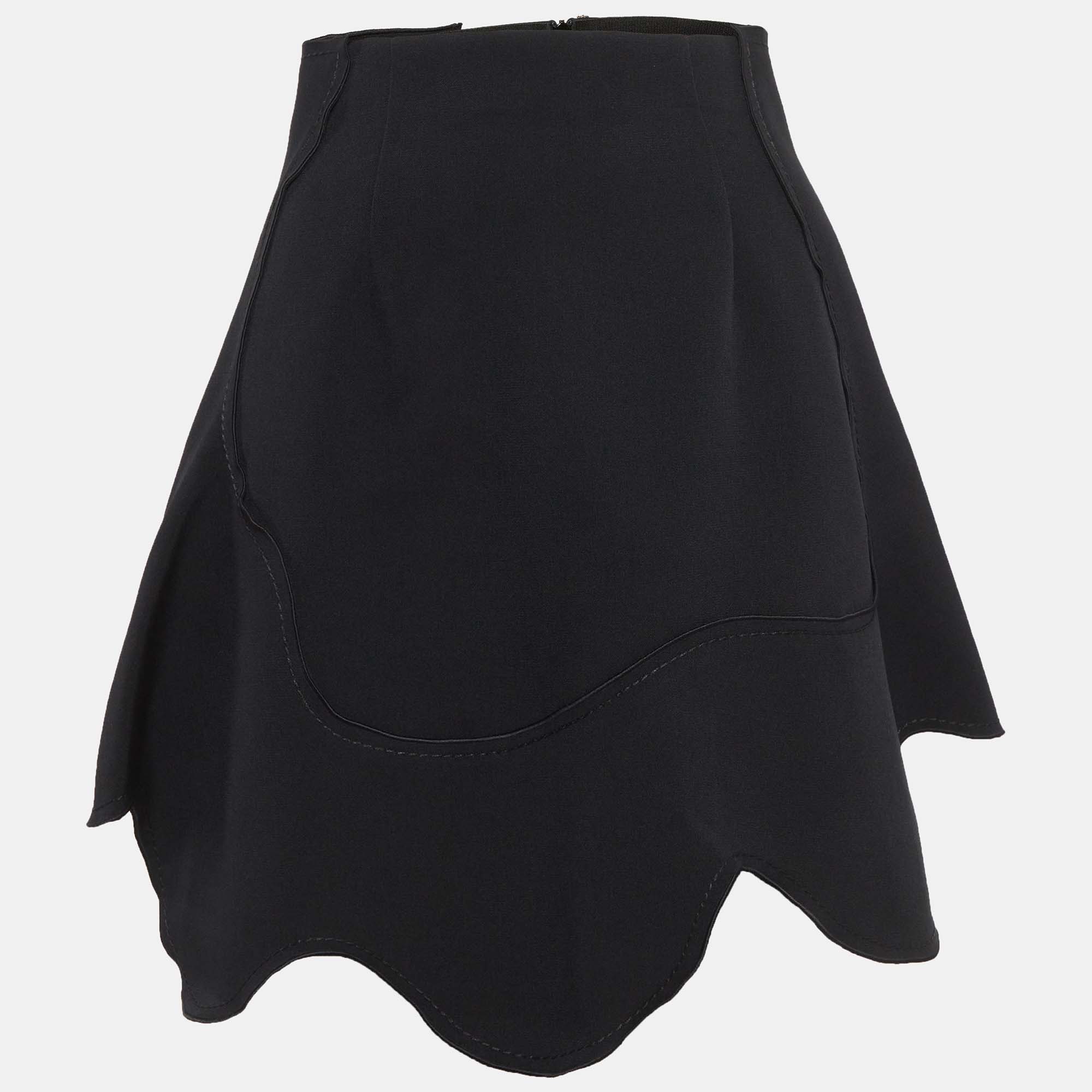 

Sportmax Black Crepe Asymmetric Mini Skirt S