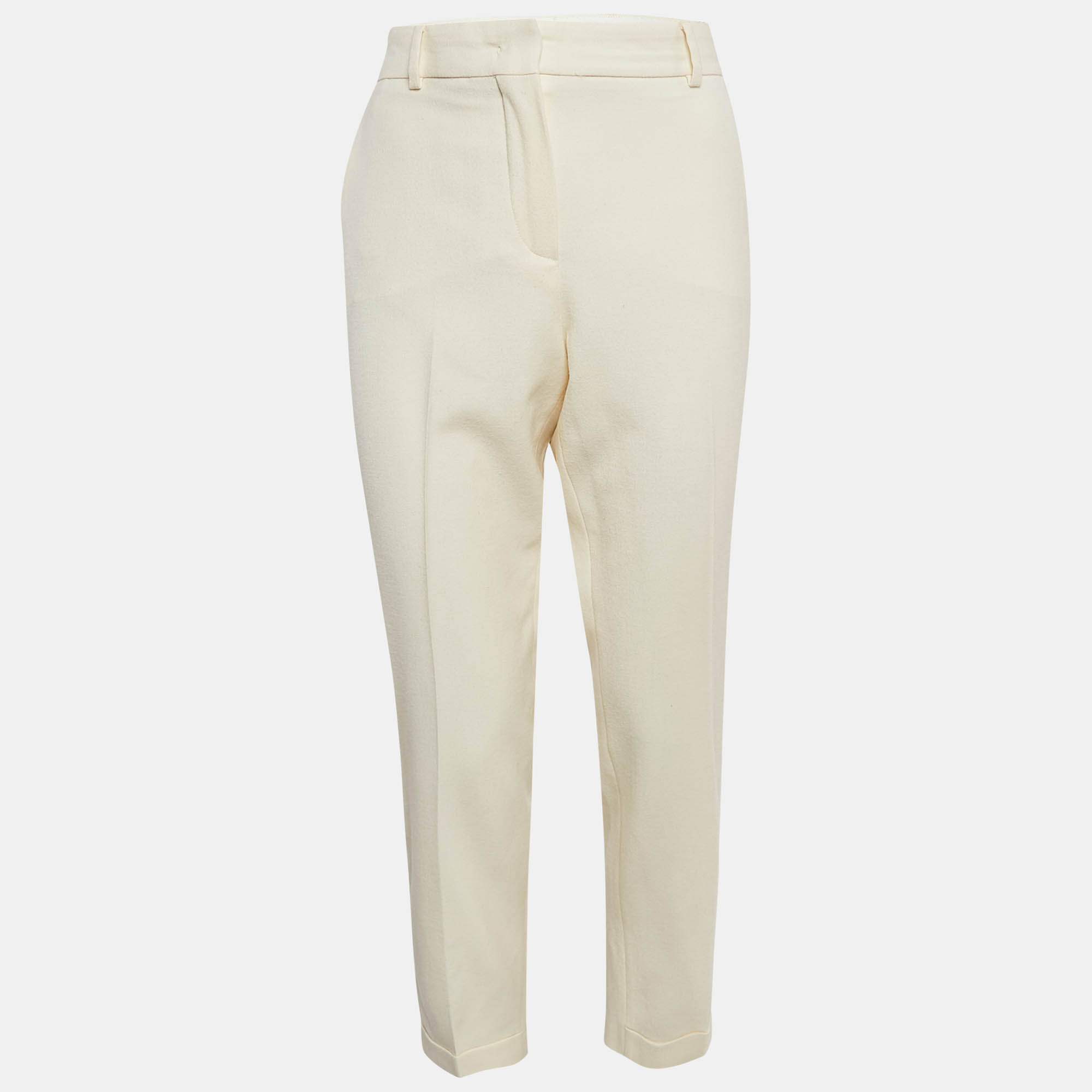 

Sportmax Cream Wool Skinny Formal Trousers M