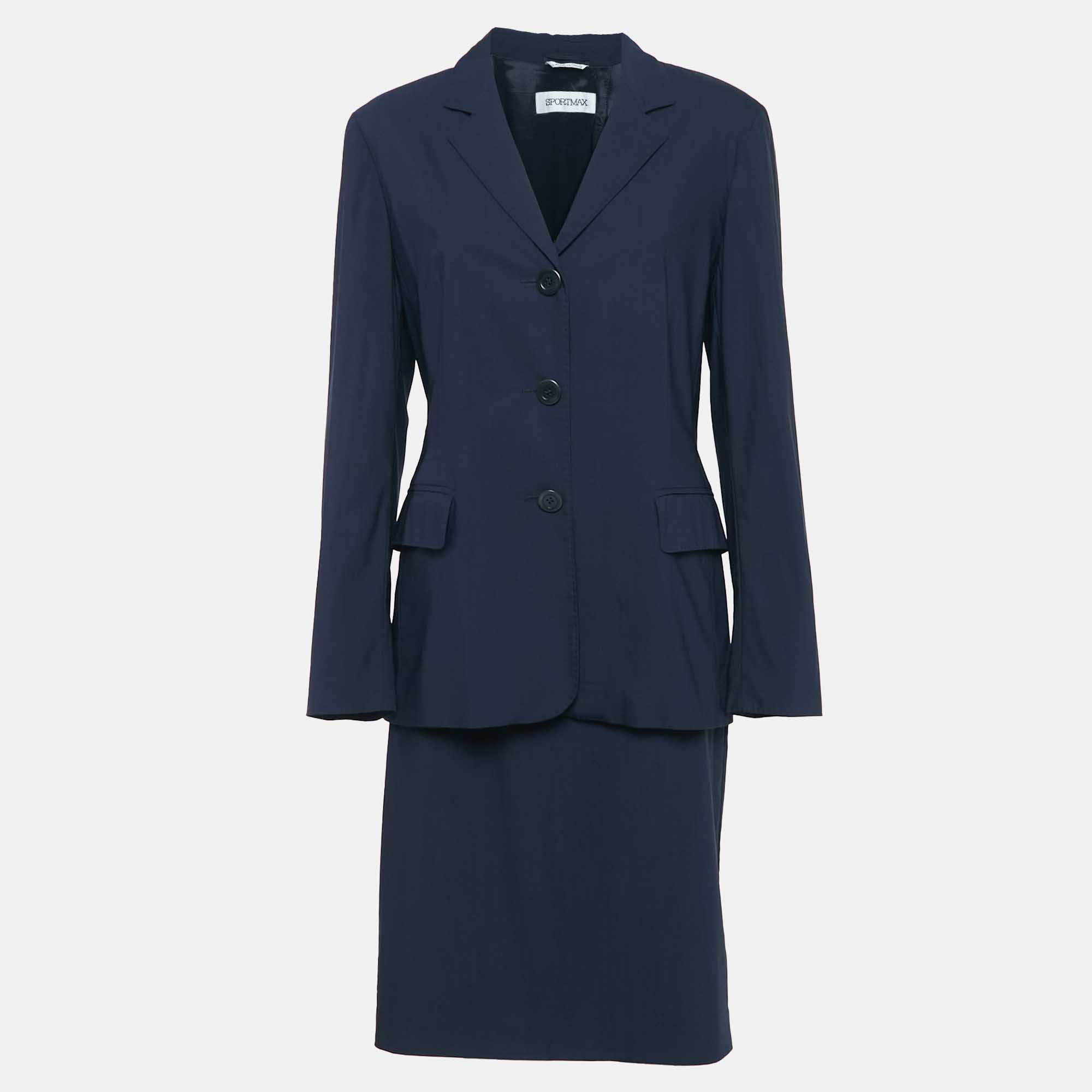 

Sportmax Navy Blue Wool Blend Skirt Suit M