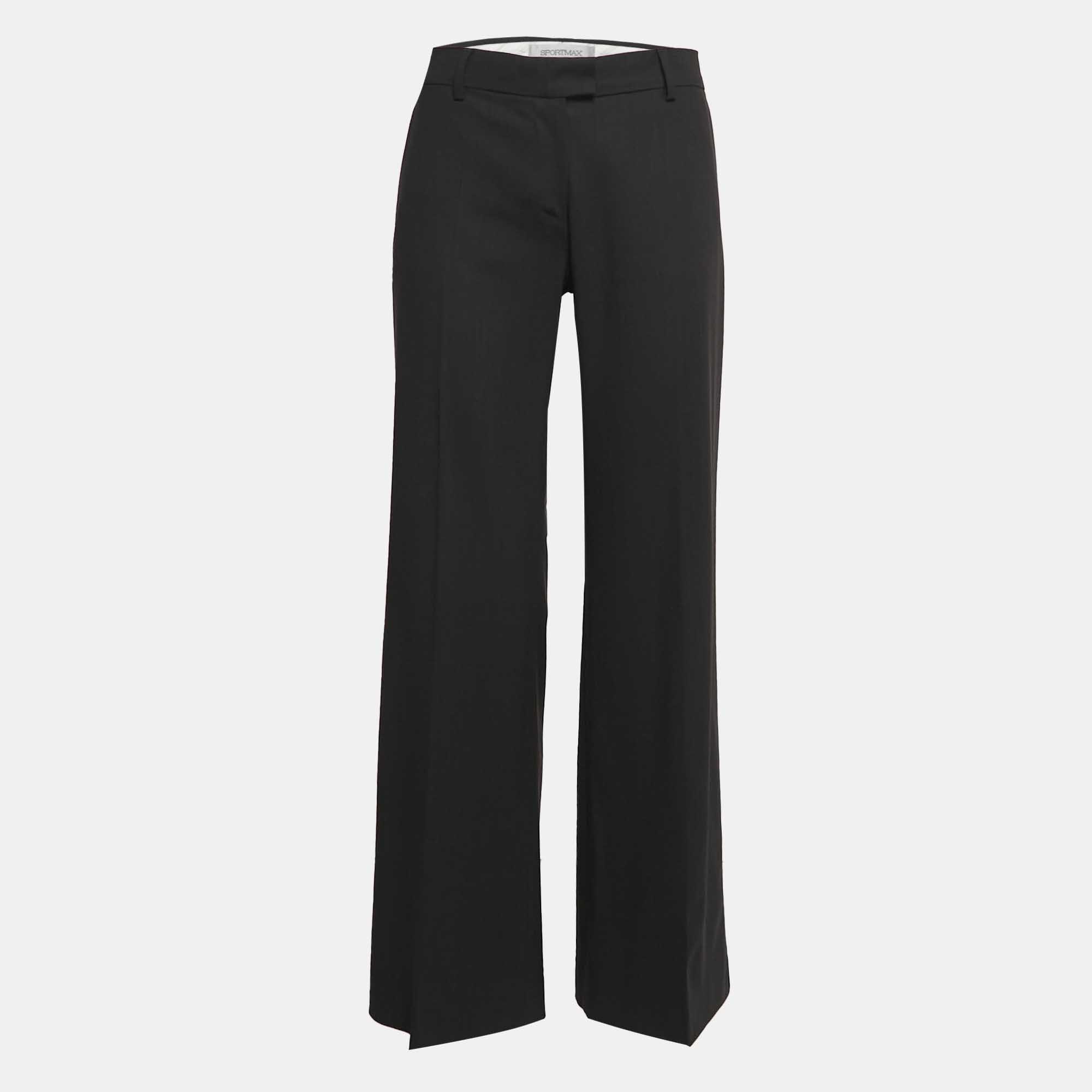 

Sportmax Black Wool Straight Leg Trousers M