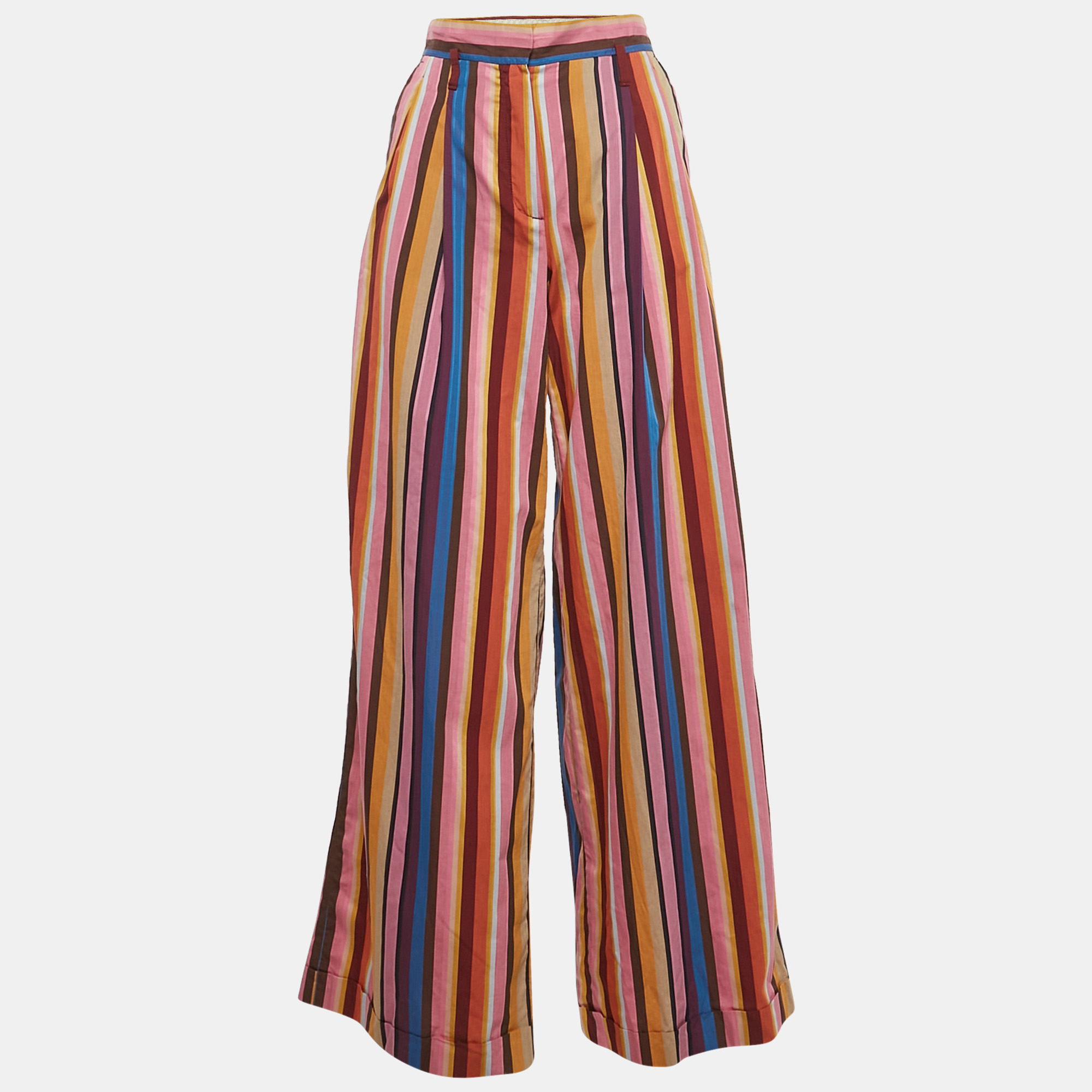 

Sportmax Multicolor Striped Cotton Wide-Leg Pants XS