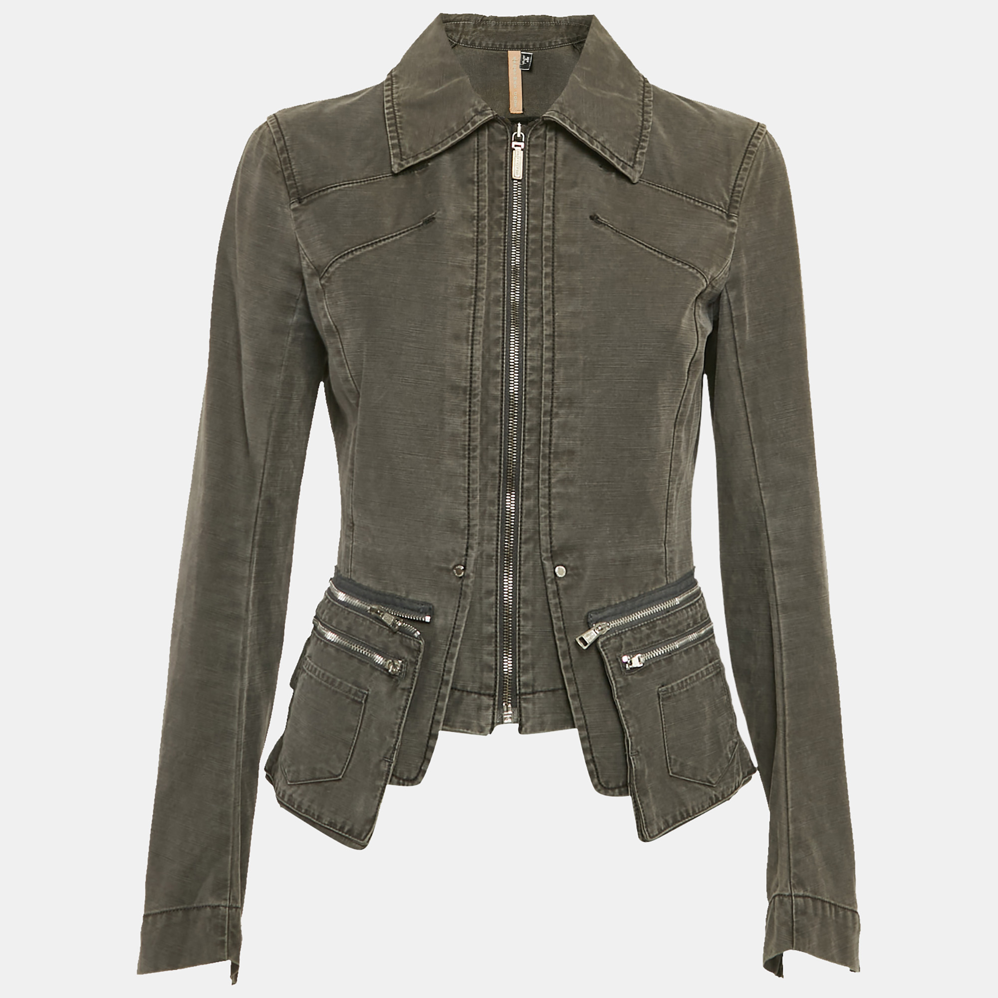 

Sportmax Dark Grey Denim Zip-Up Jacket M
