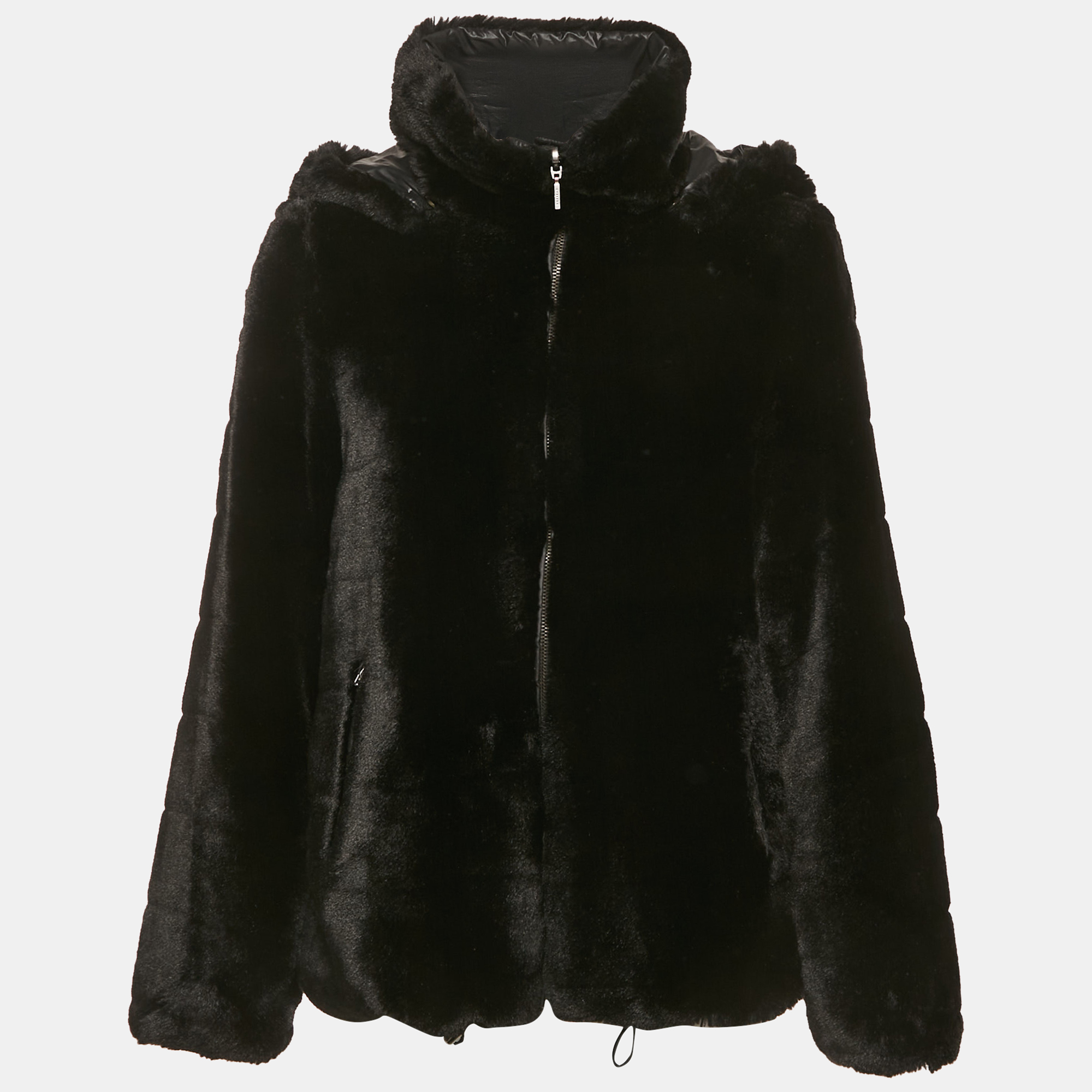 

Sportmax Black Faux Fur Reversible Hooded Jacket M