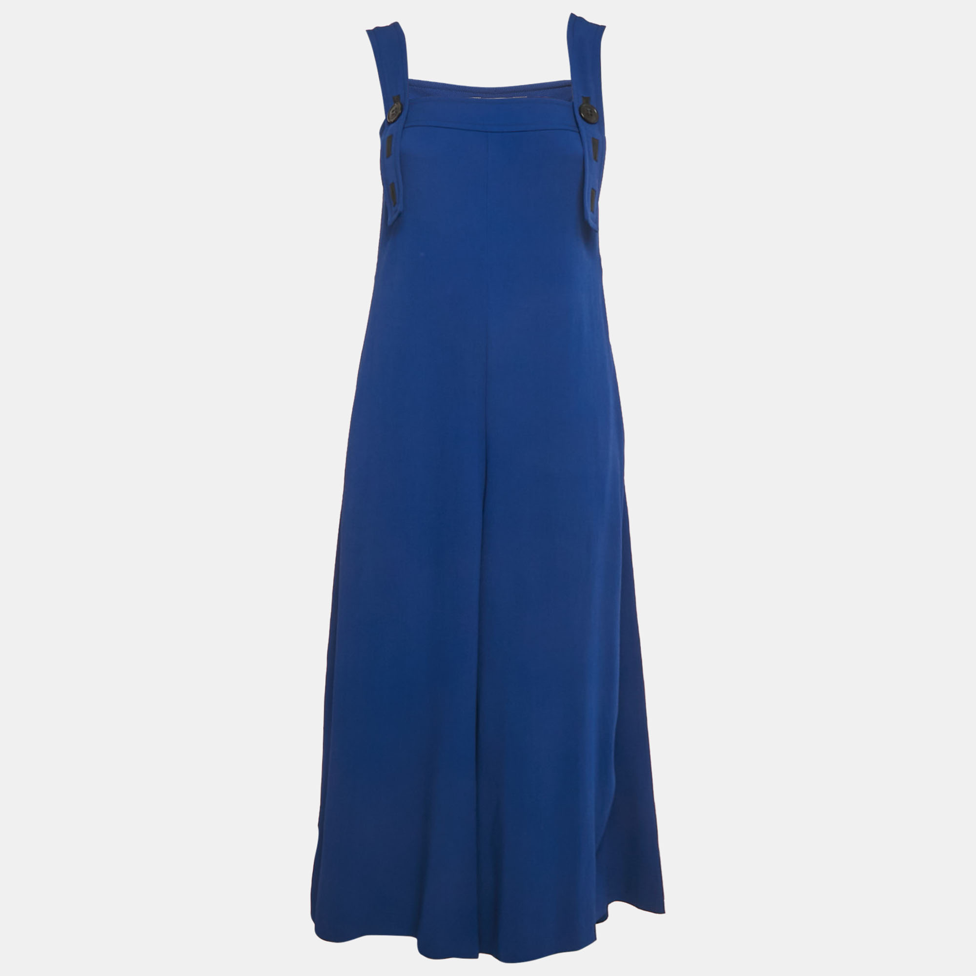 Pre-owned Sportmax Blue Crepe Shoulder Strap Jumpsuit Xs