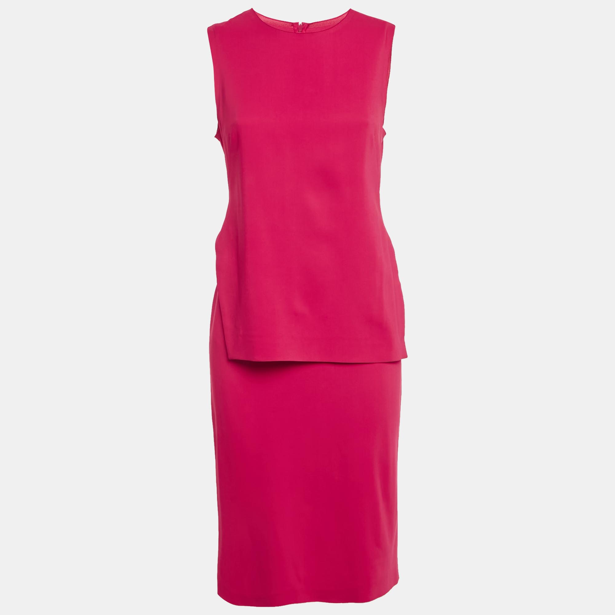 

Sportmax Fuchsia Pink Jersey Sleeveless Knee-Length Dress M
