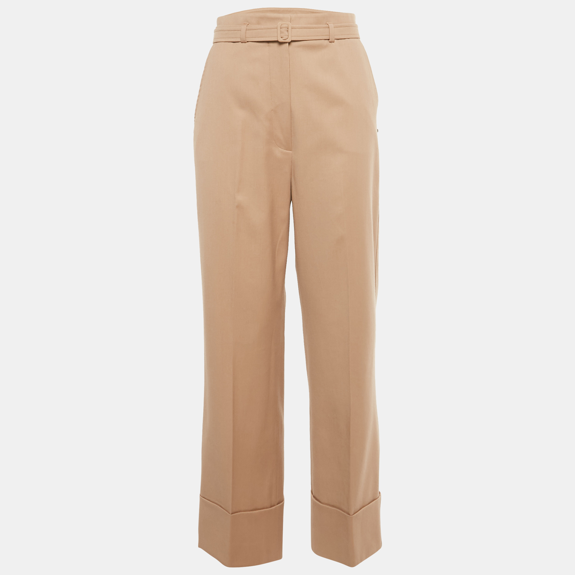 

Sportmax Code Pink Gabardine Belted Straight-Leg Pants S