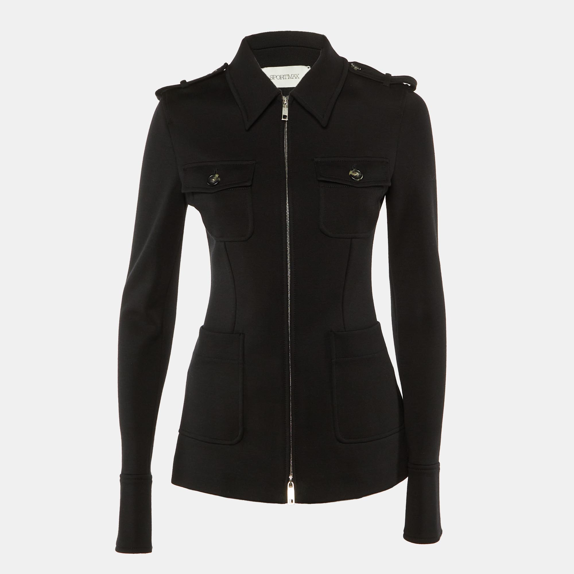 

Sportmax Black Wool Zip Up Jacket S