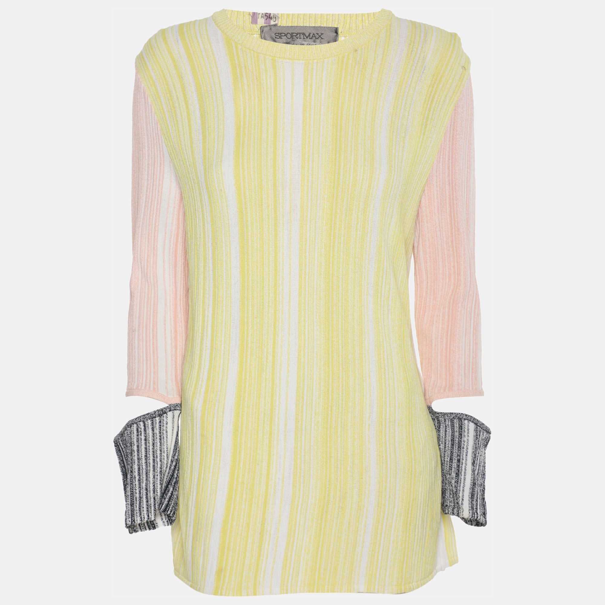 

Sportmax Tri-Color Stretch Knit Long Sleeve Tops L, Yellow
