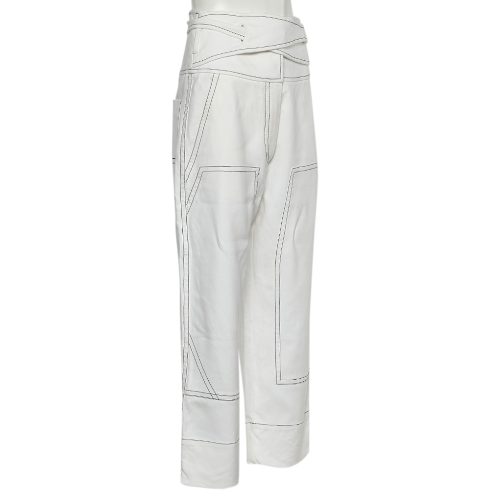 

Sportmax Defile White Cotton Blend Loose Fit Trousers