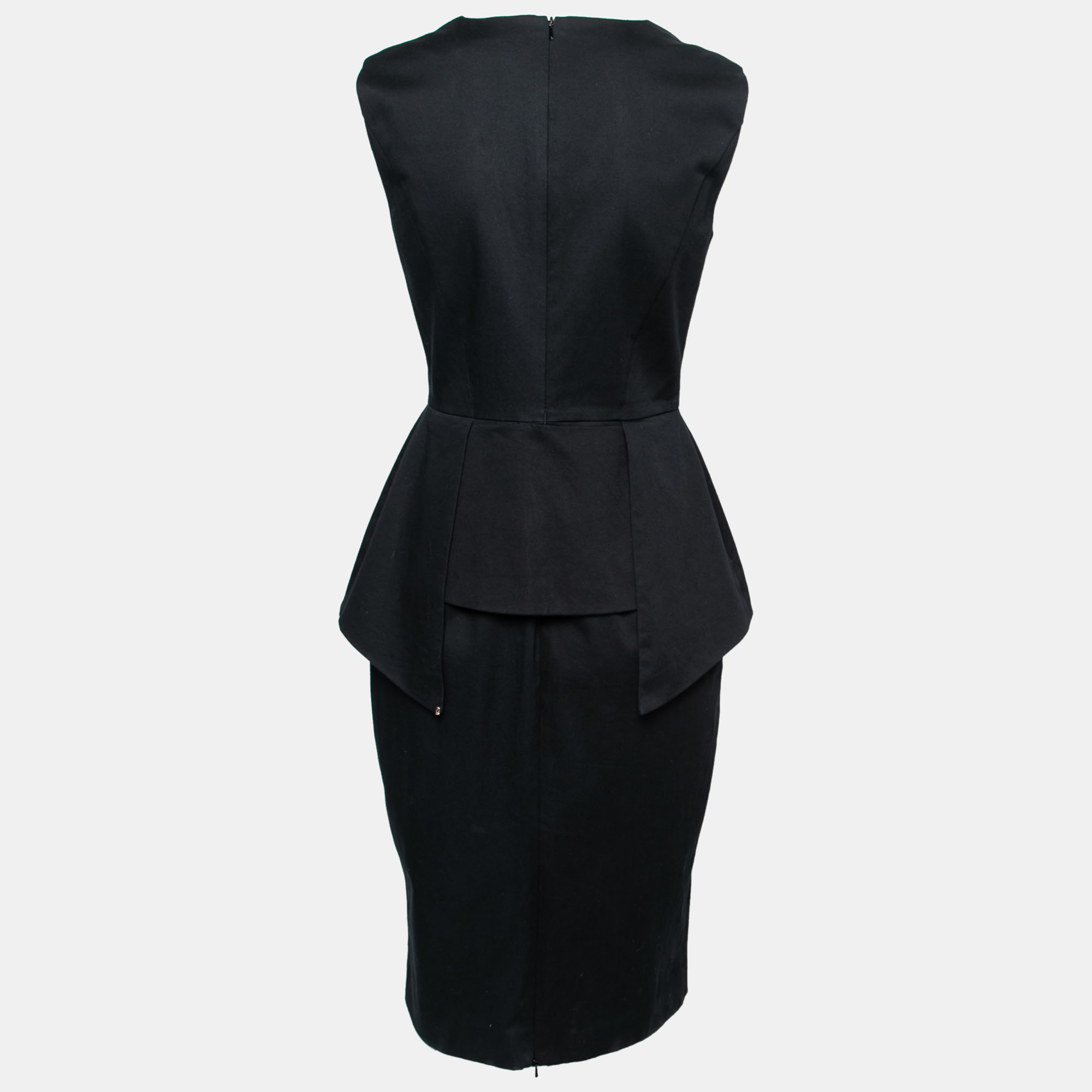 

Sportmax Black Cotton Peplum Detailed Sleeveless Dress