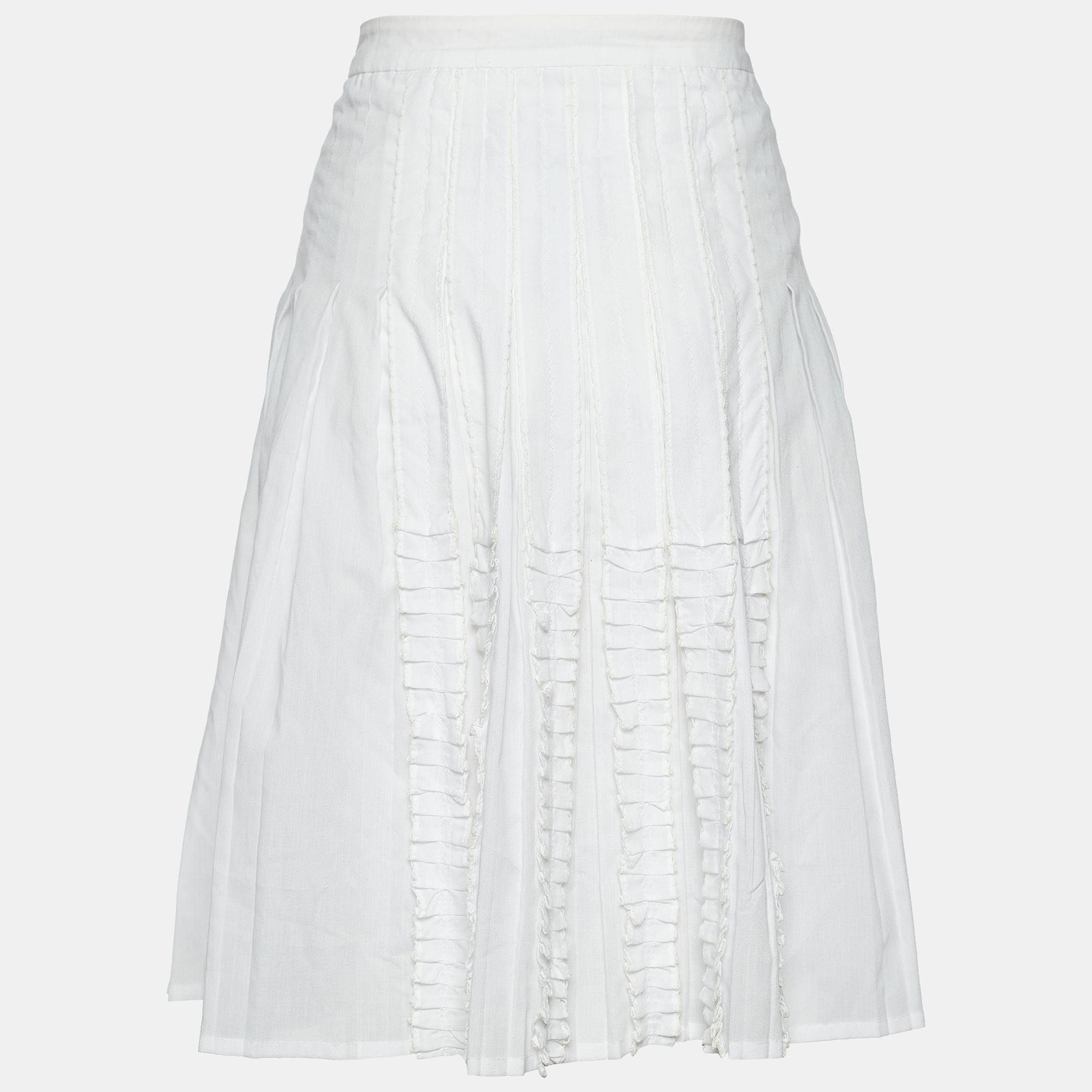 

Sportmax White Cotton Blend Pleated Skirt