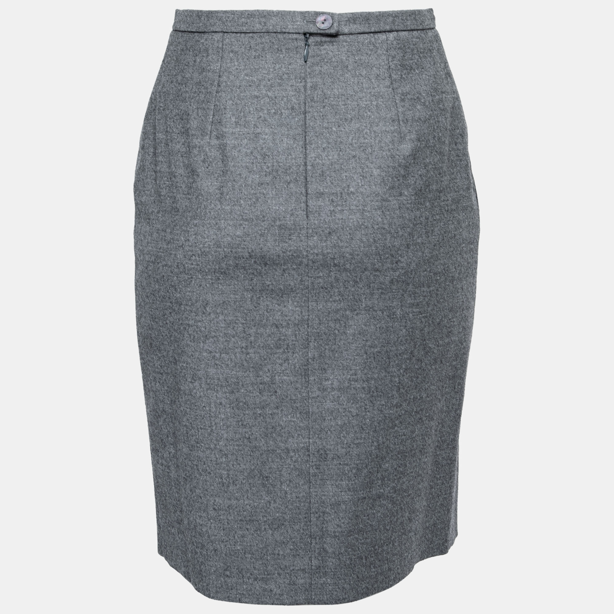 

Sportmax Grey Wool High Slit Pencil Skirt