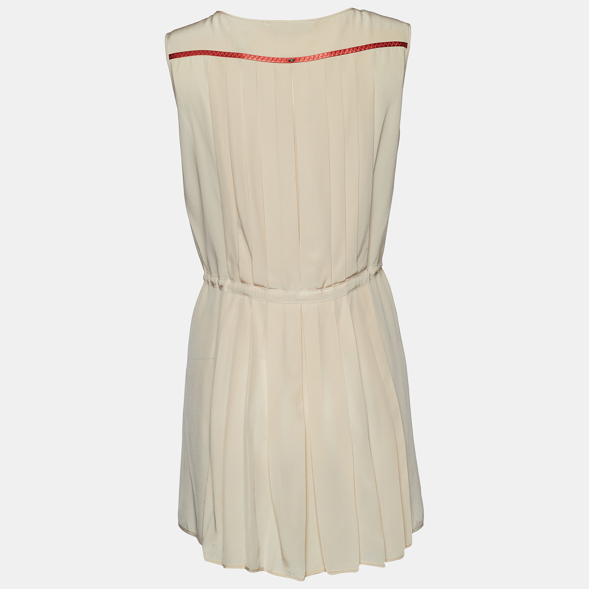 

Sportmax Cream Silk Pleated Sleeveless Tunic