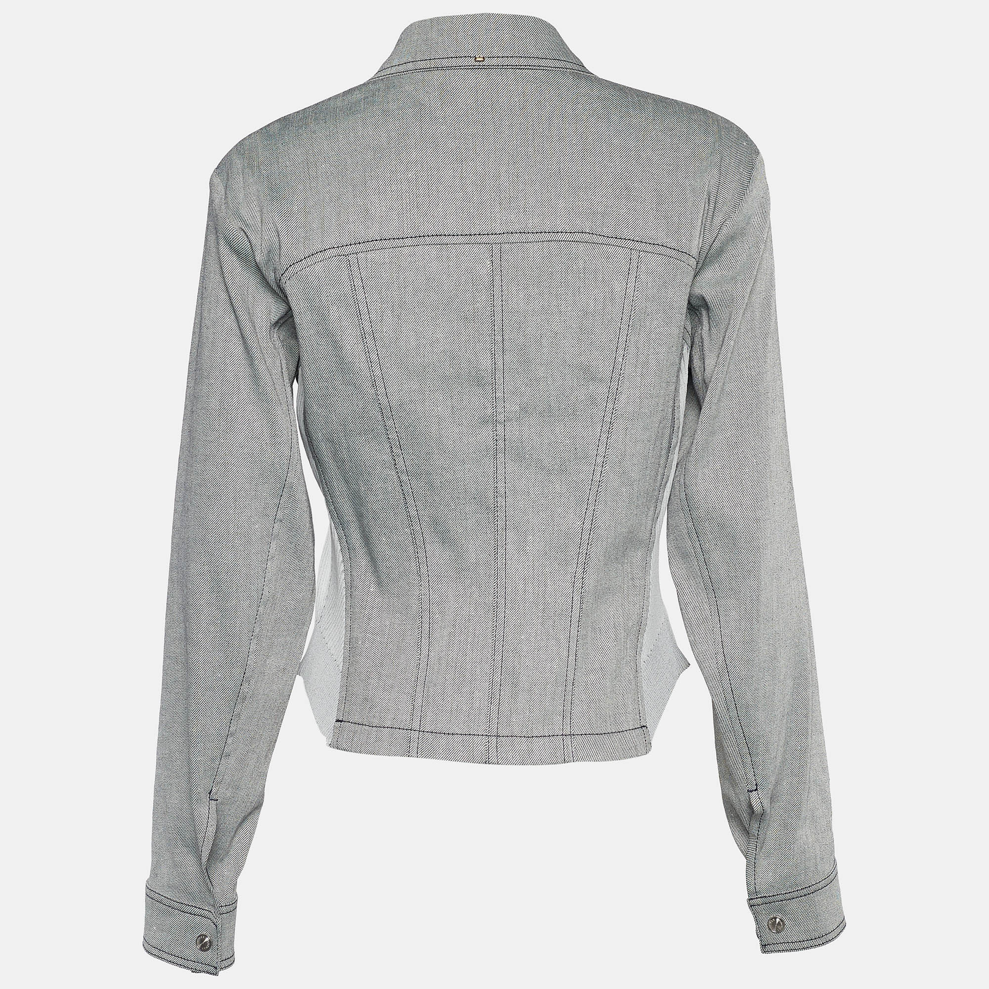 

Sportmax Grey Linen Blend Elasticized Paneled Button Front Jacket