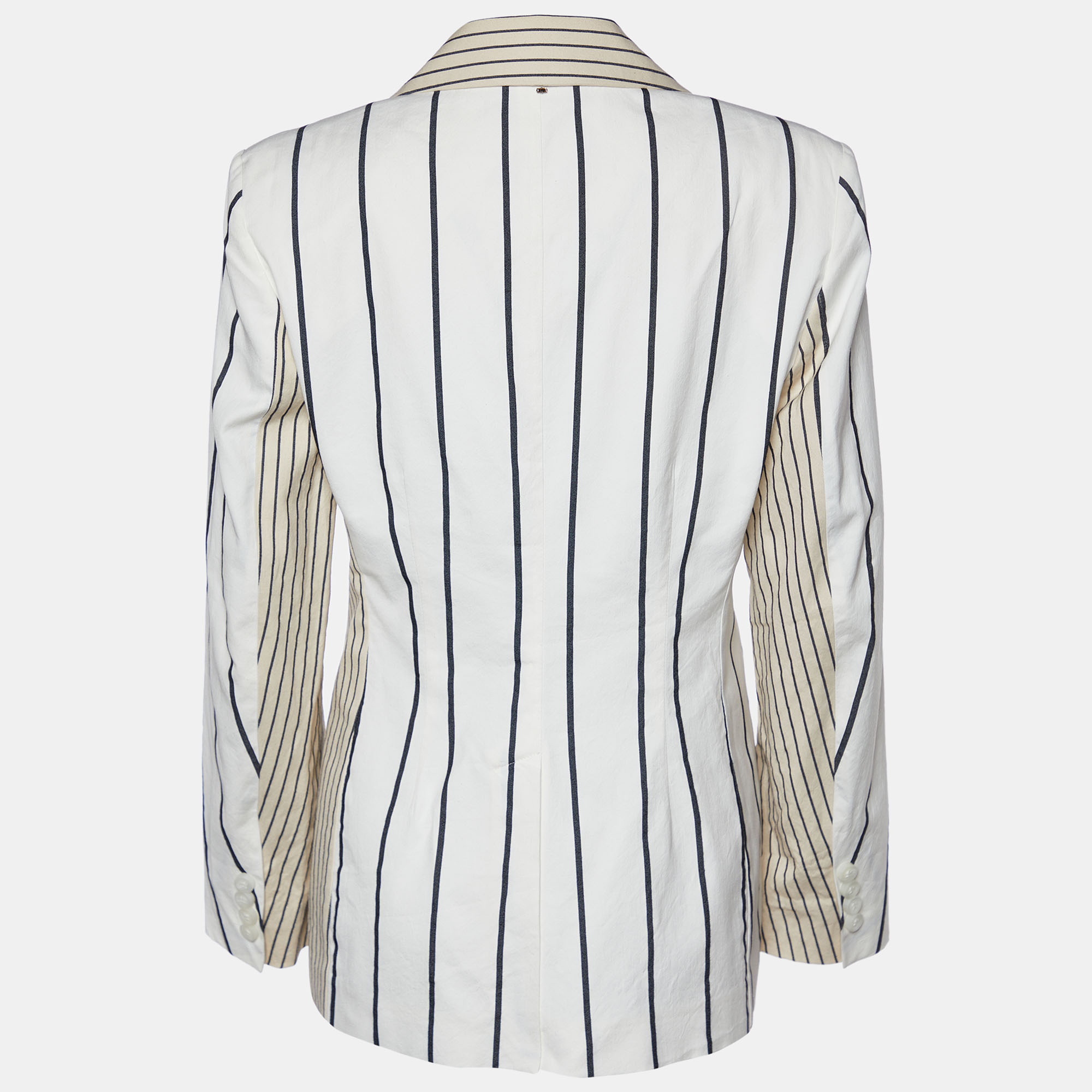 

Sportmax White & Beige Striped Cotton Blazer