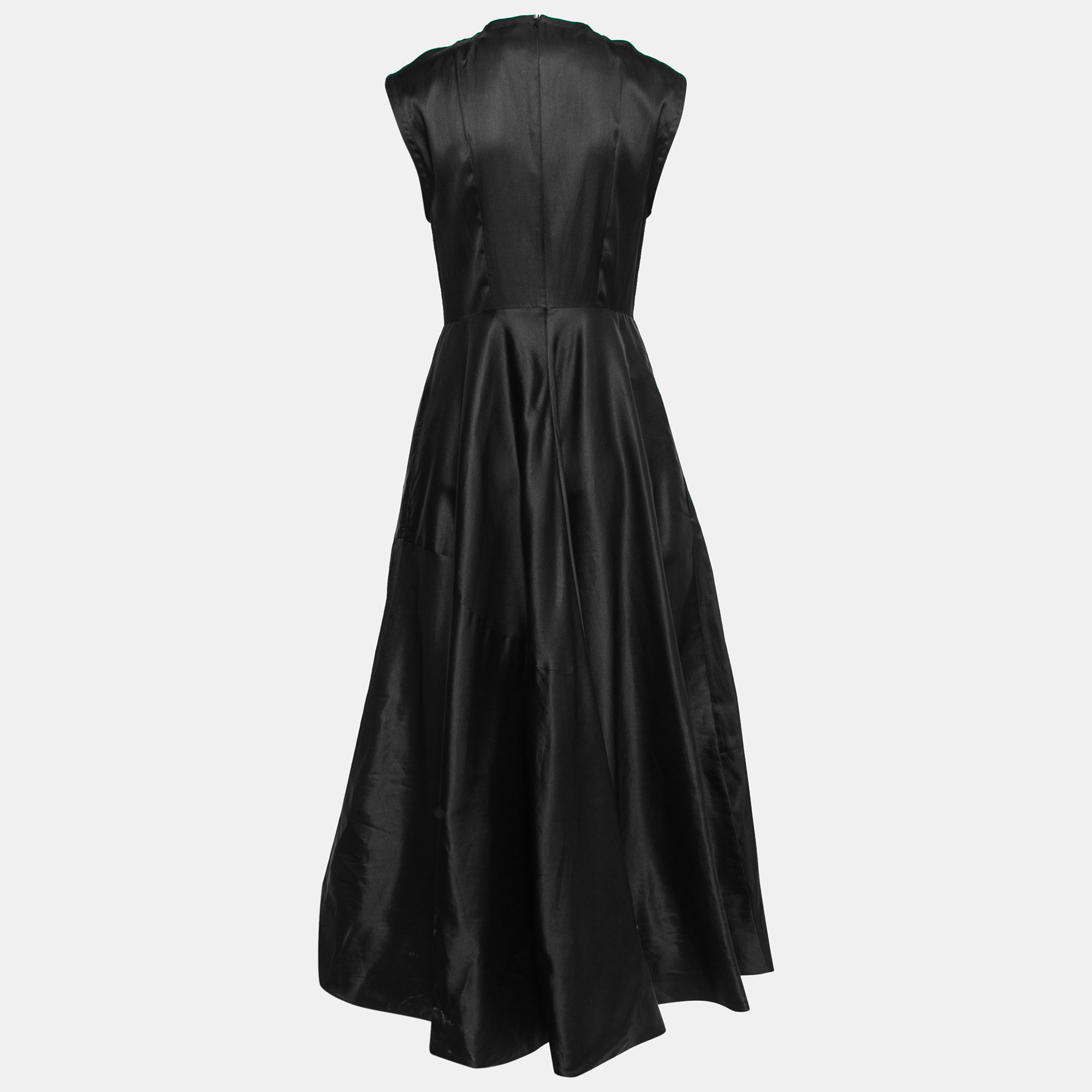

Sportmax Black Silk Blend Ruched Detail Sleeveless Gown