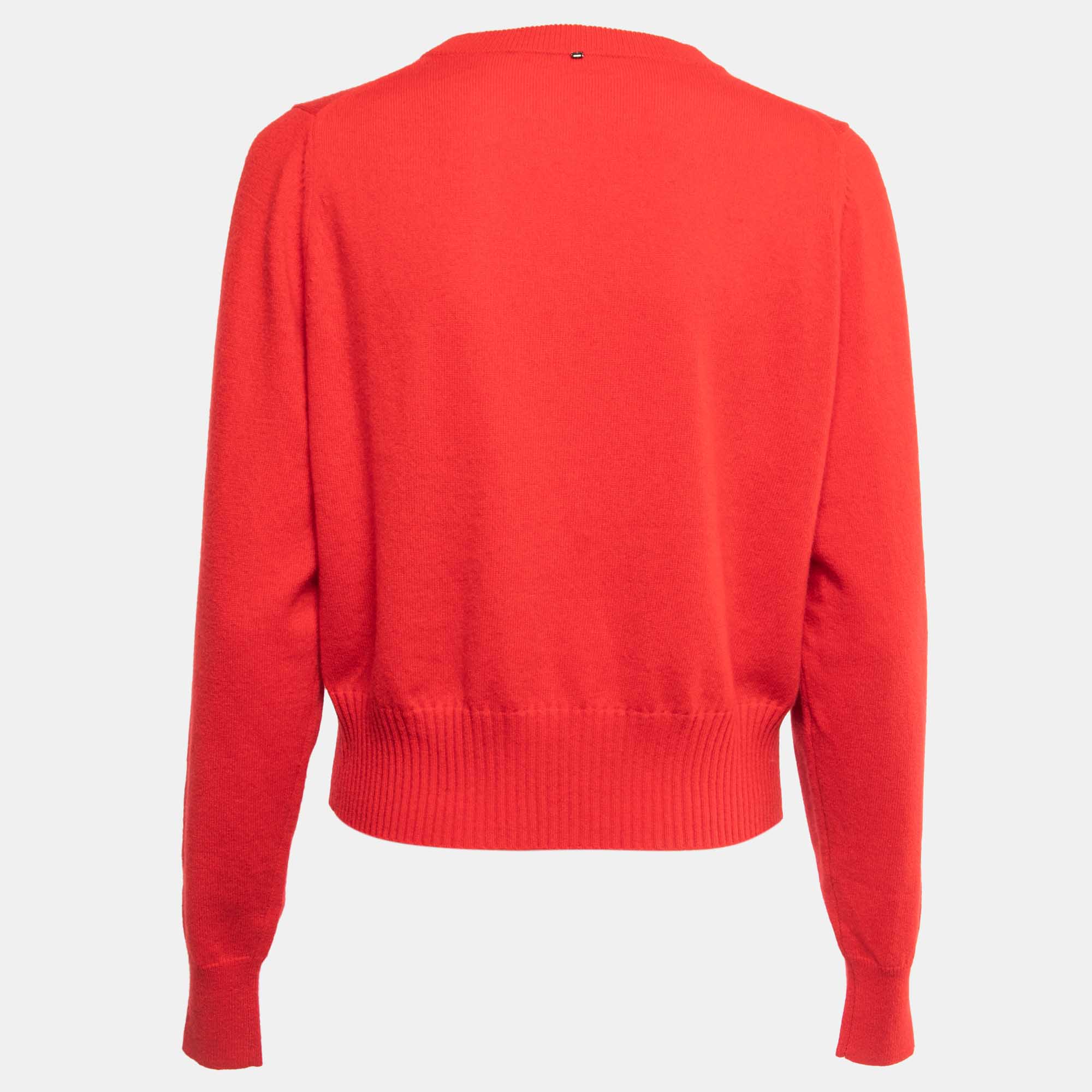 

Sportmax Red Cashmere Cable Knit Sweater