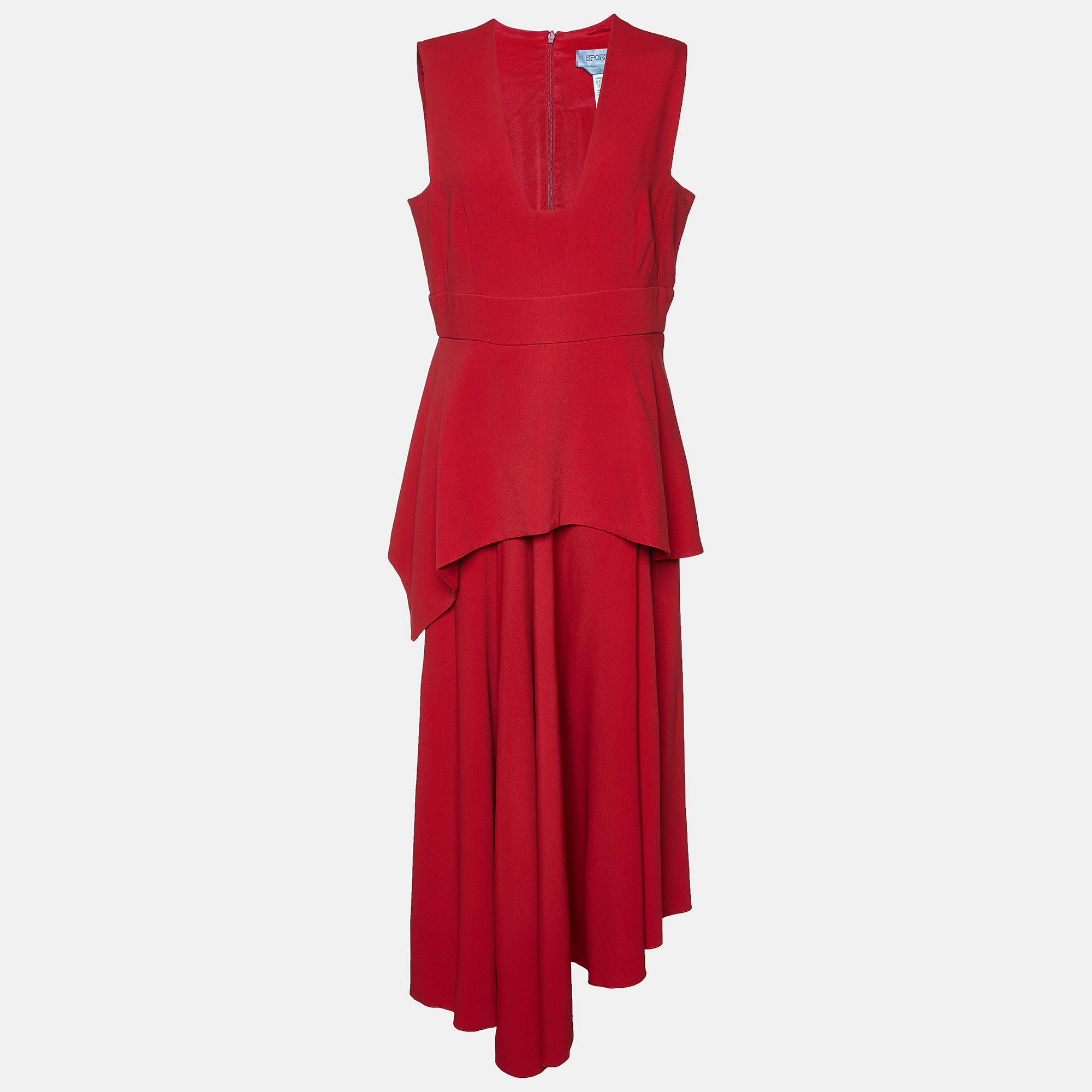 

Sportmax Red Crepe Layered Midi Dress
