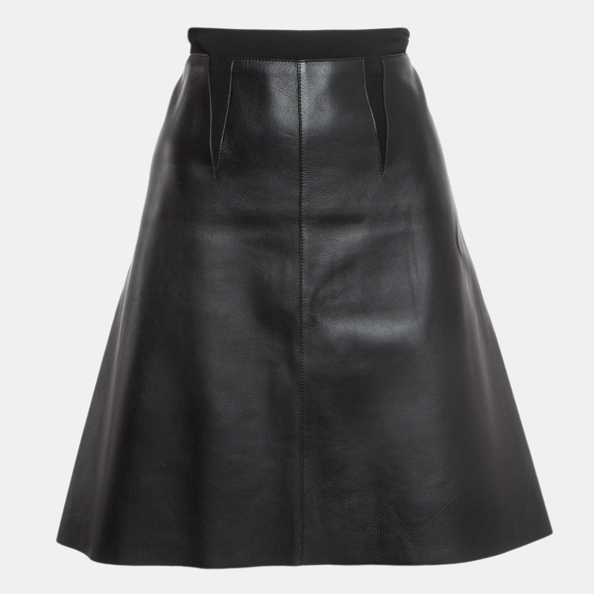 

Sportmax Black Georgette And Leather Short Skirt M