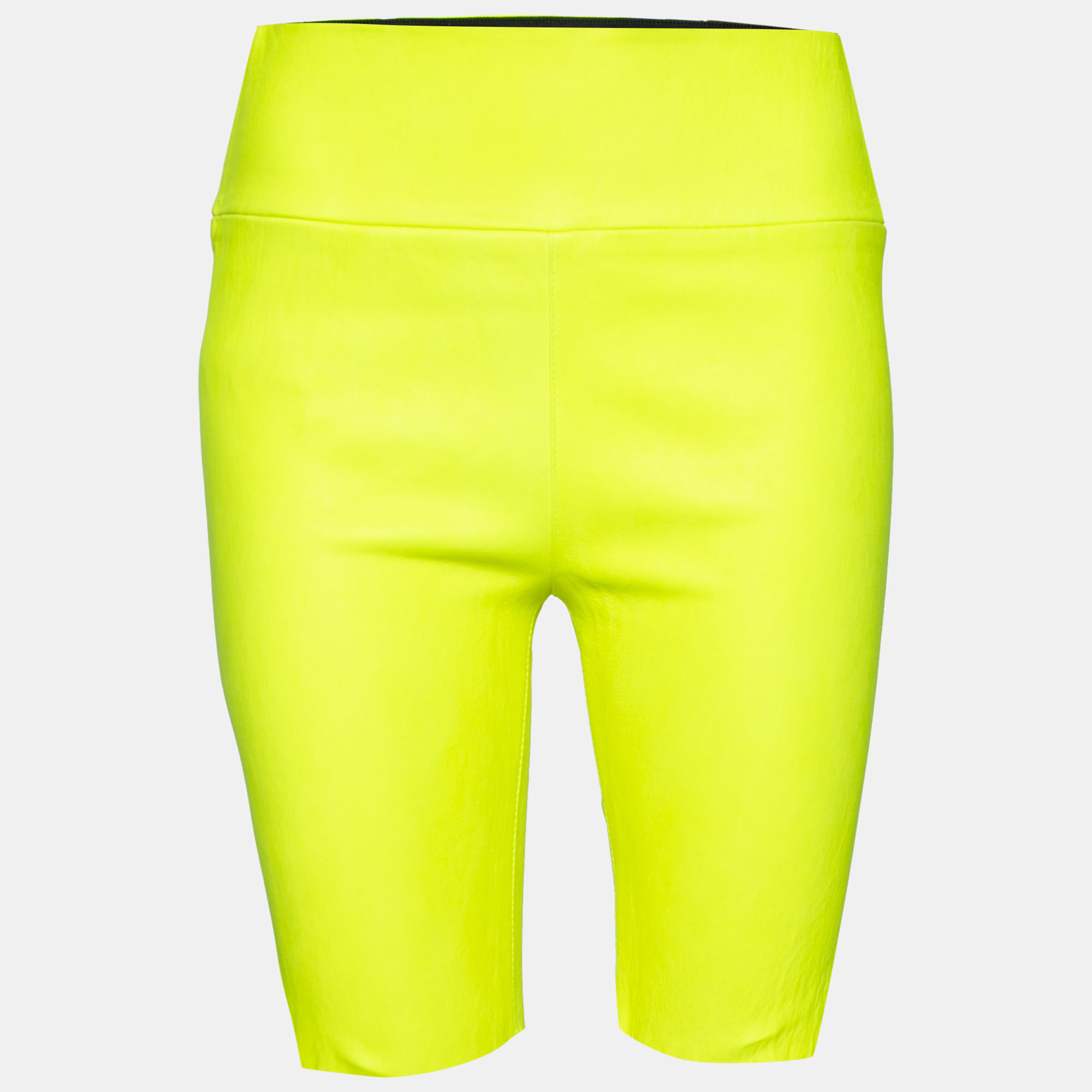 Pre-owned Sprwmn Neon Yellow Leather Shorts L