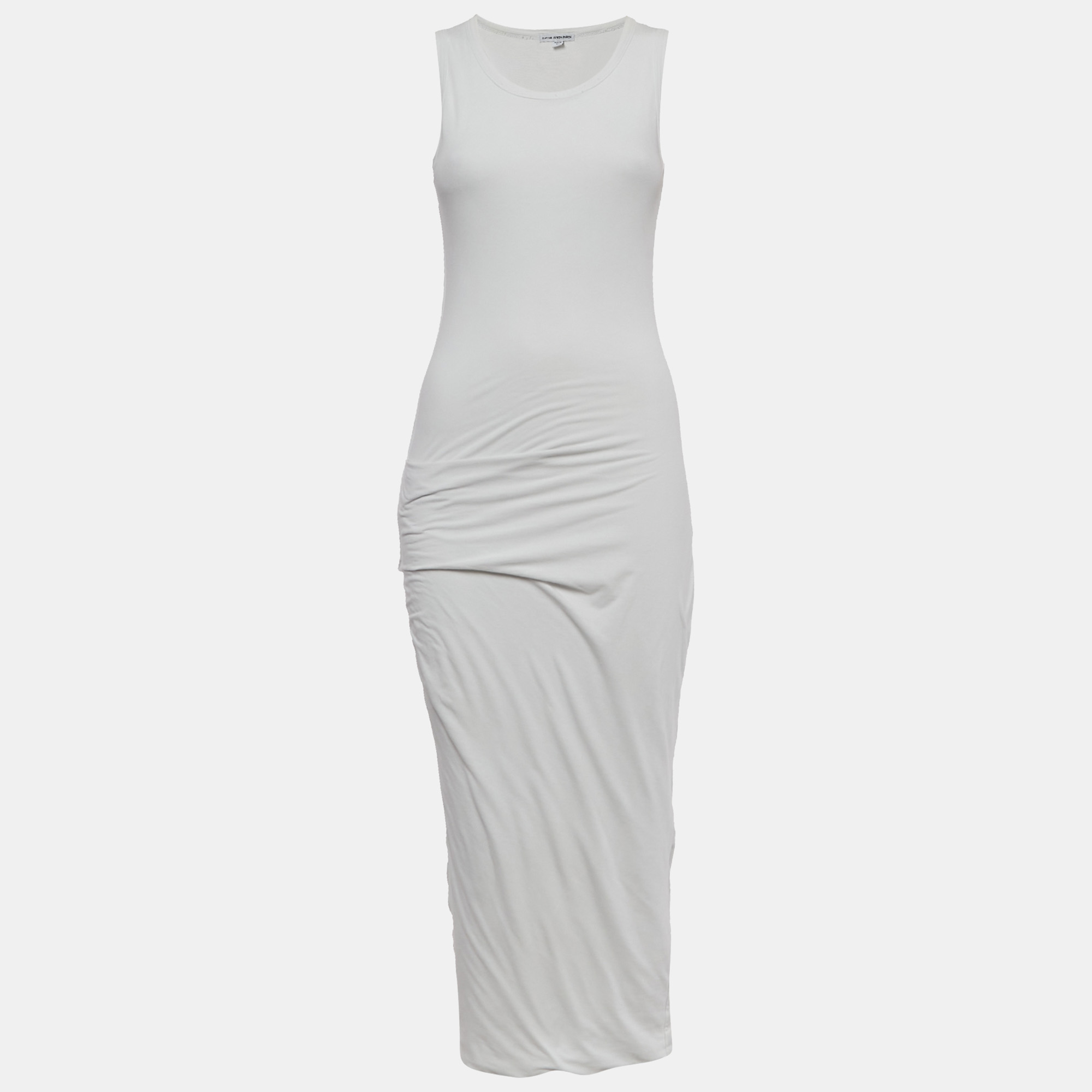 

Standard James Perse White Jersey Ruche Midi Dress S