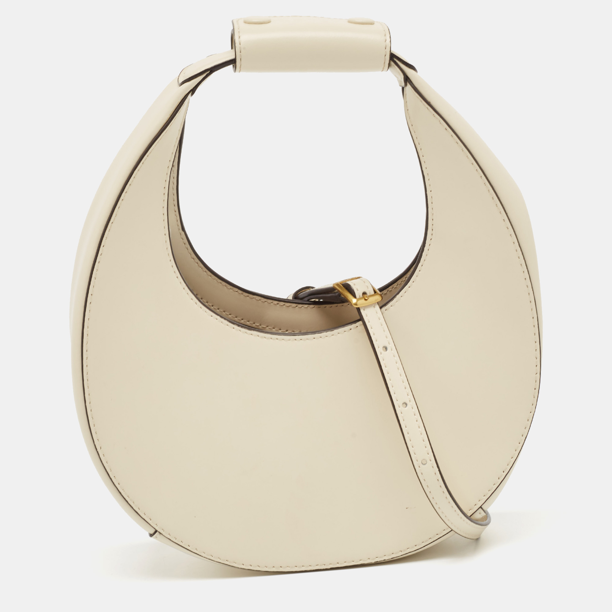 

Staud Off-White Leather Mini Moon Bag