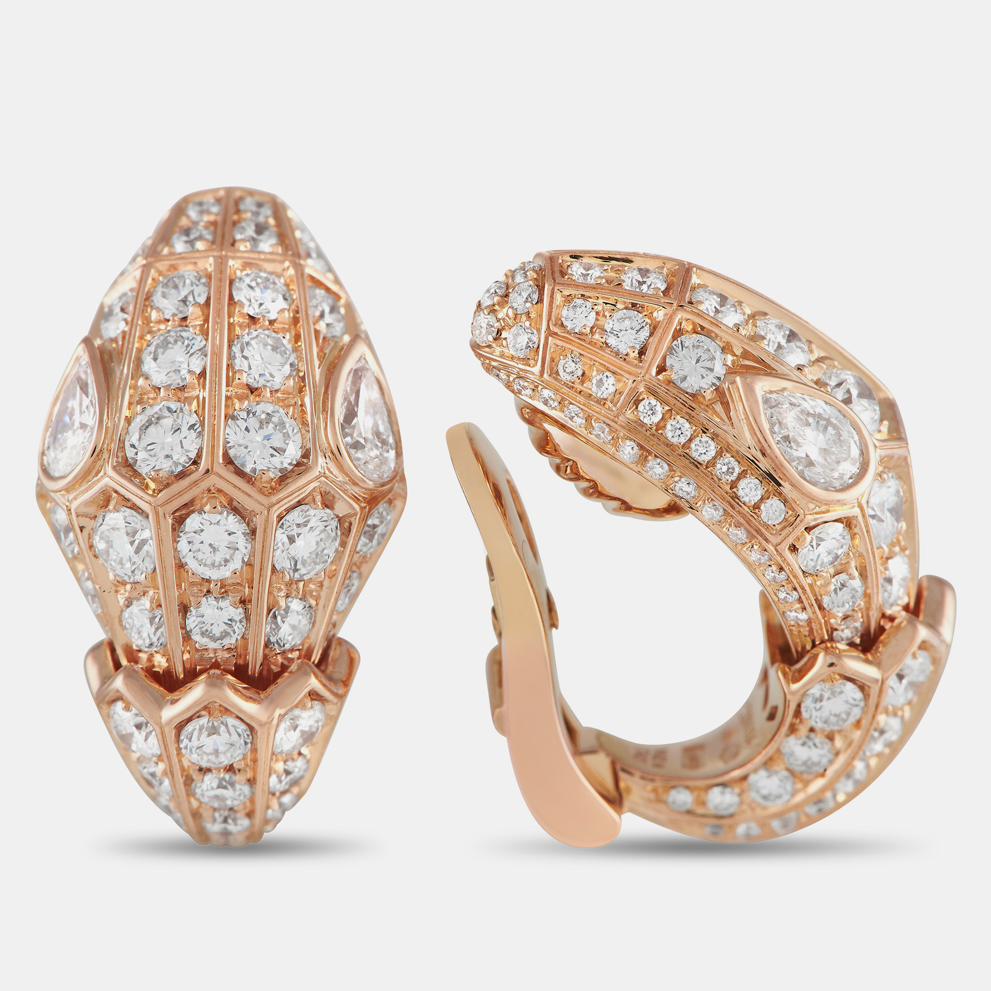 

Stefan Hafner 18K Rose Gold Full Diamond Large Omega Earrings