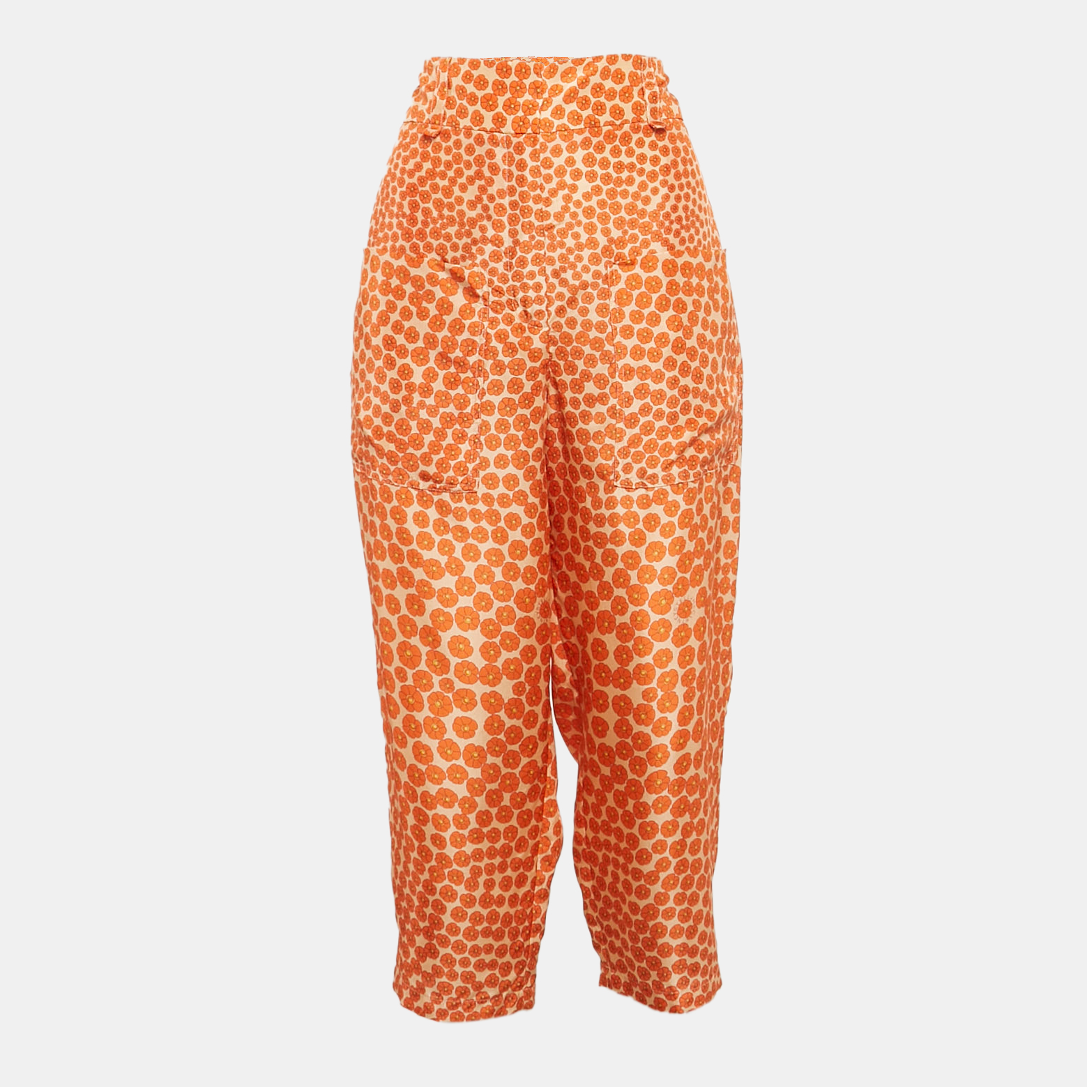 

Stella McCartney Orange Ditsy Floral Print Silk Trousers S