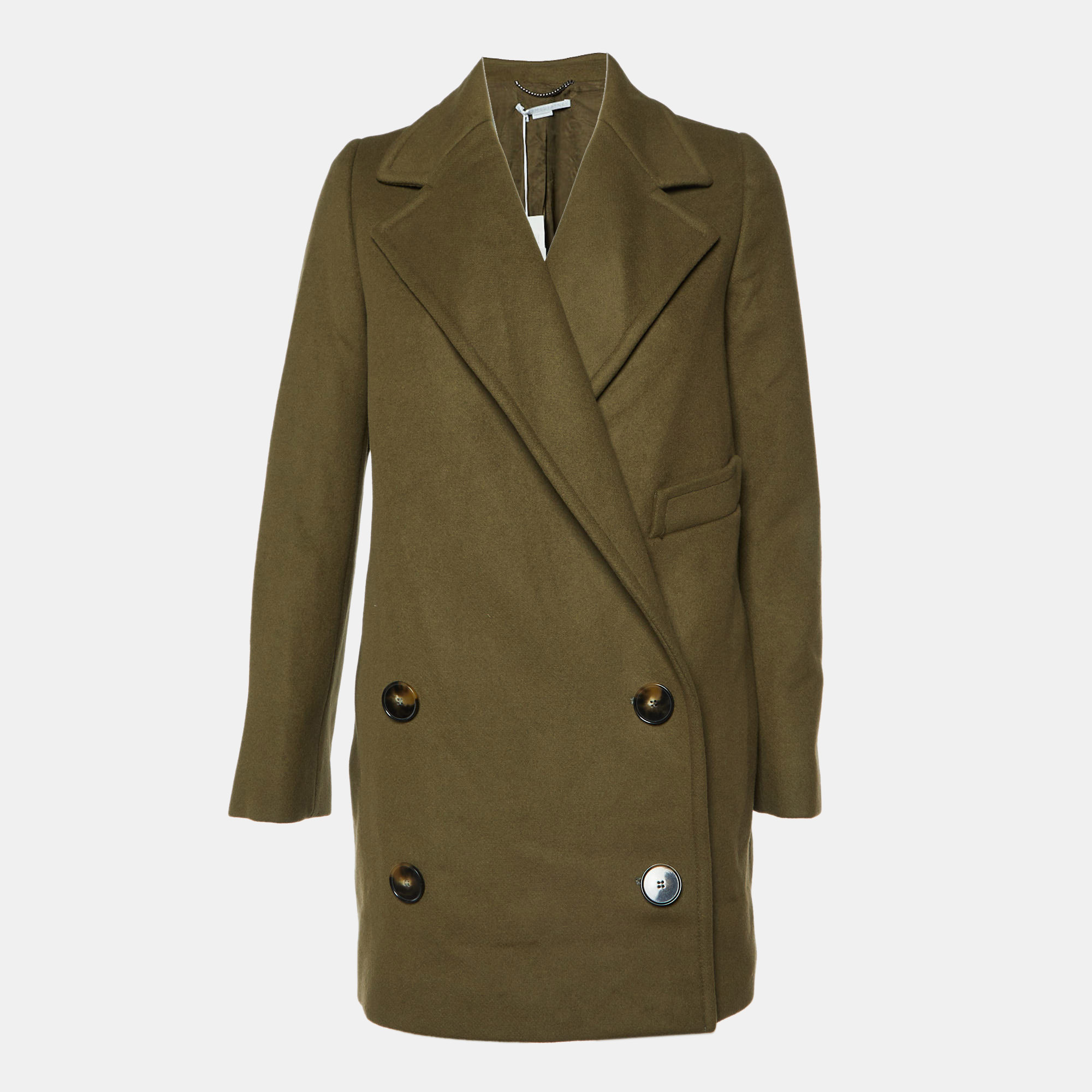 

Stella McCartney Khaki Green Wool Double Breasted Overcoat S