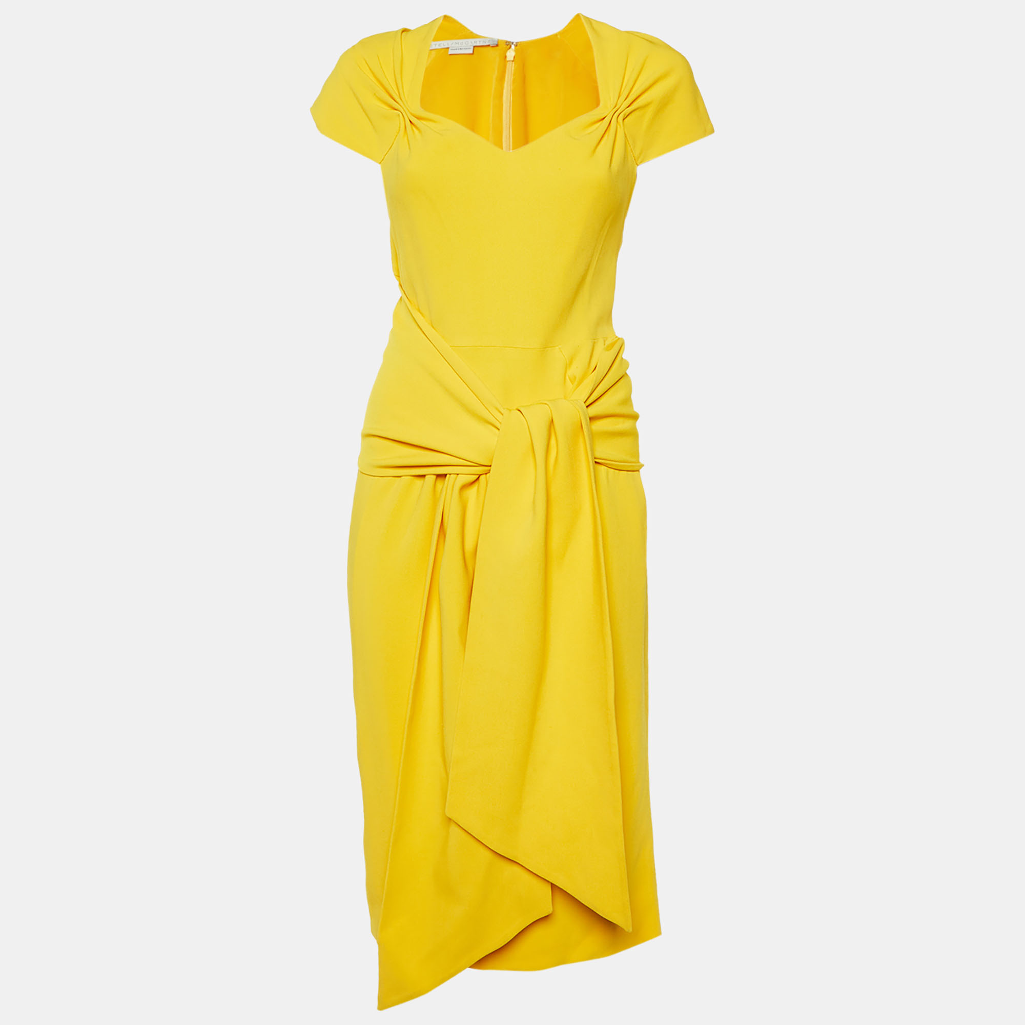 

Stella McCartney Yellow Crepe Tie Back Midi Dress M