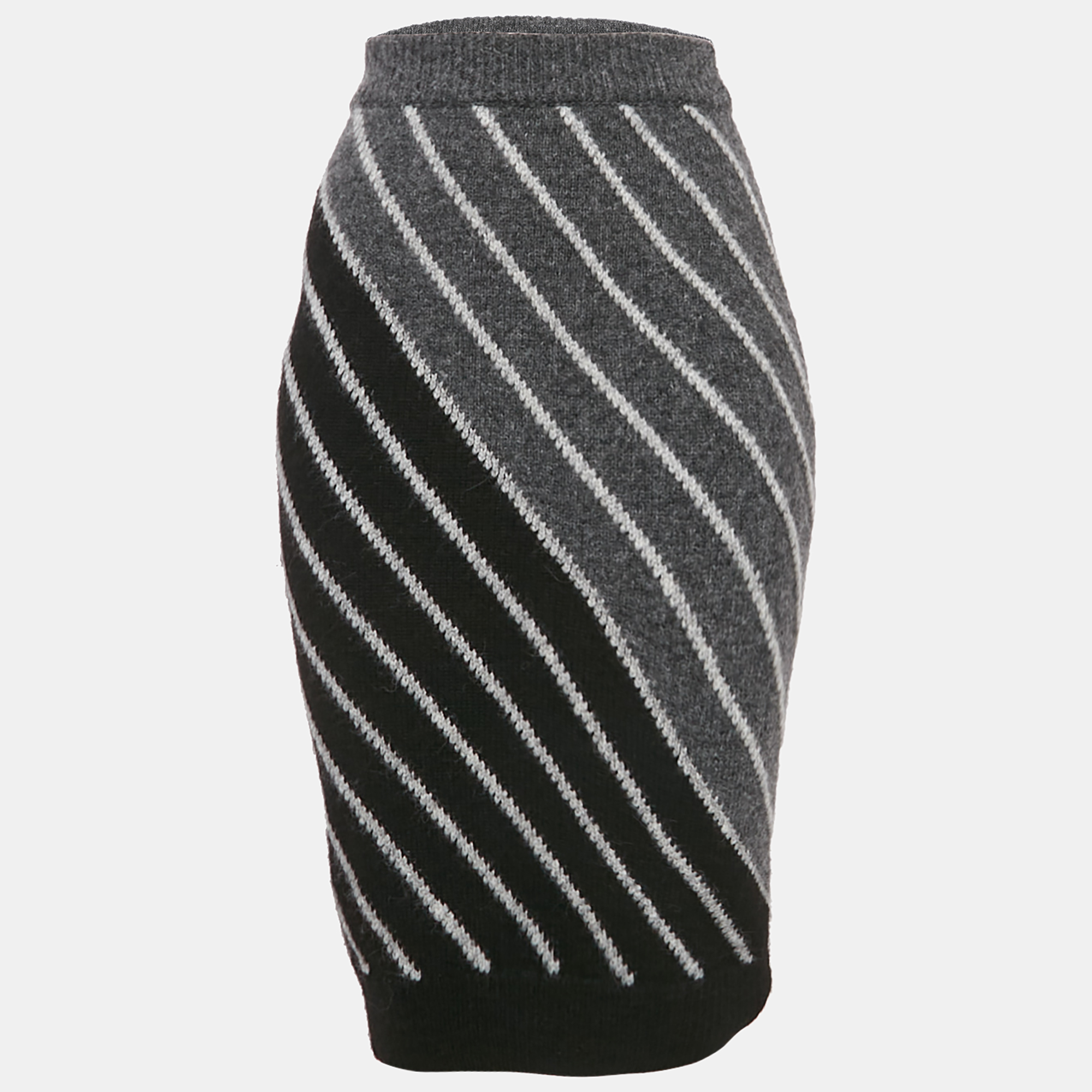 

Stella McCartney Grey Striped Wool Midi Skirt XS