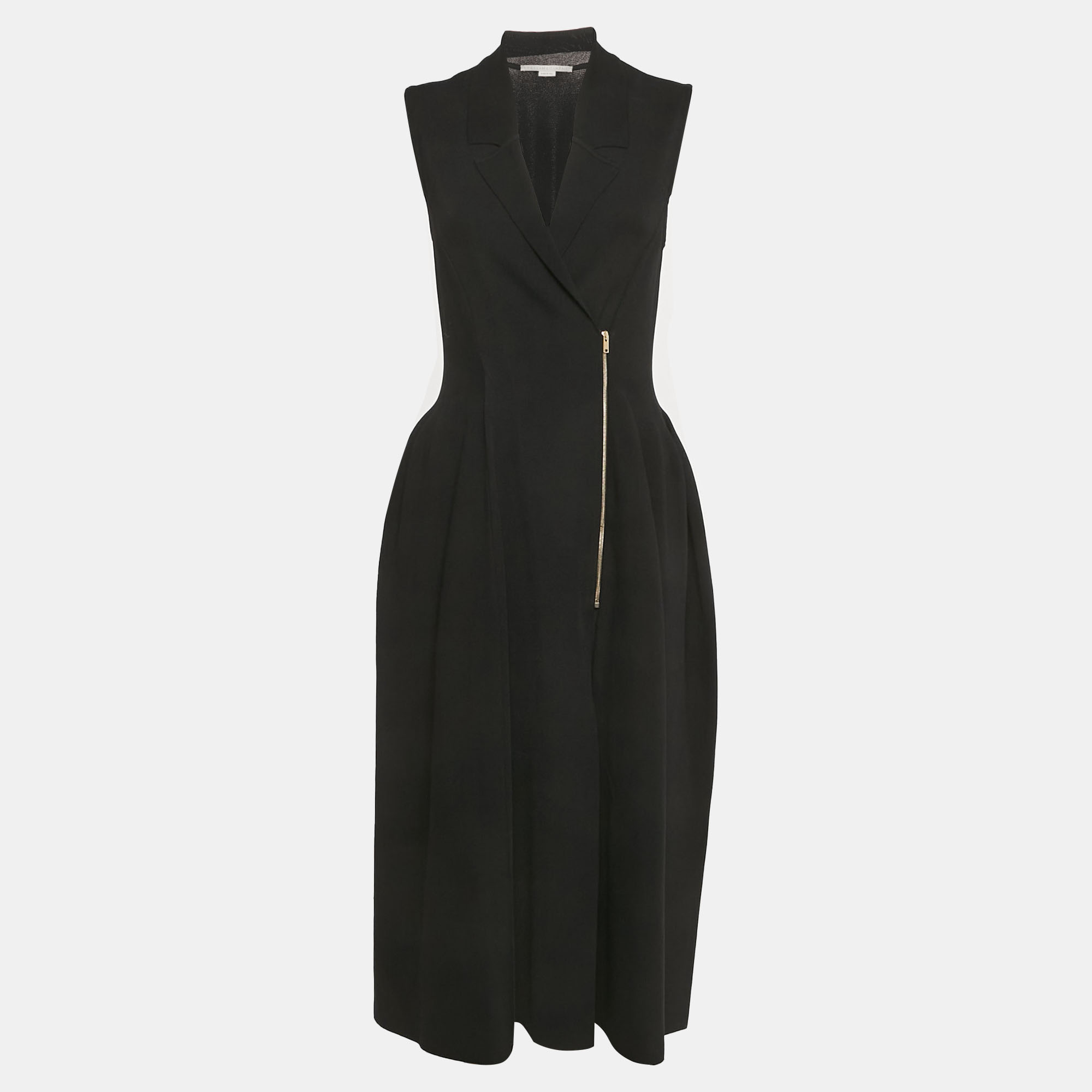 

Stella McCartney Black Stretch Knit Collared Midi Dress M