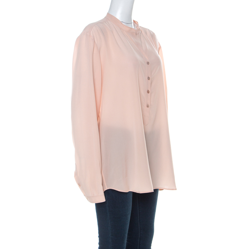 

Stella McCartney Pale Pink Silk Full Sleeve Rose Eva Shirt