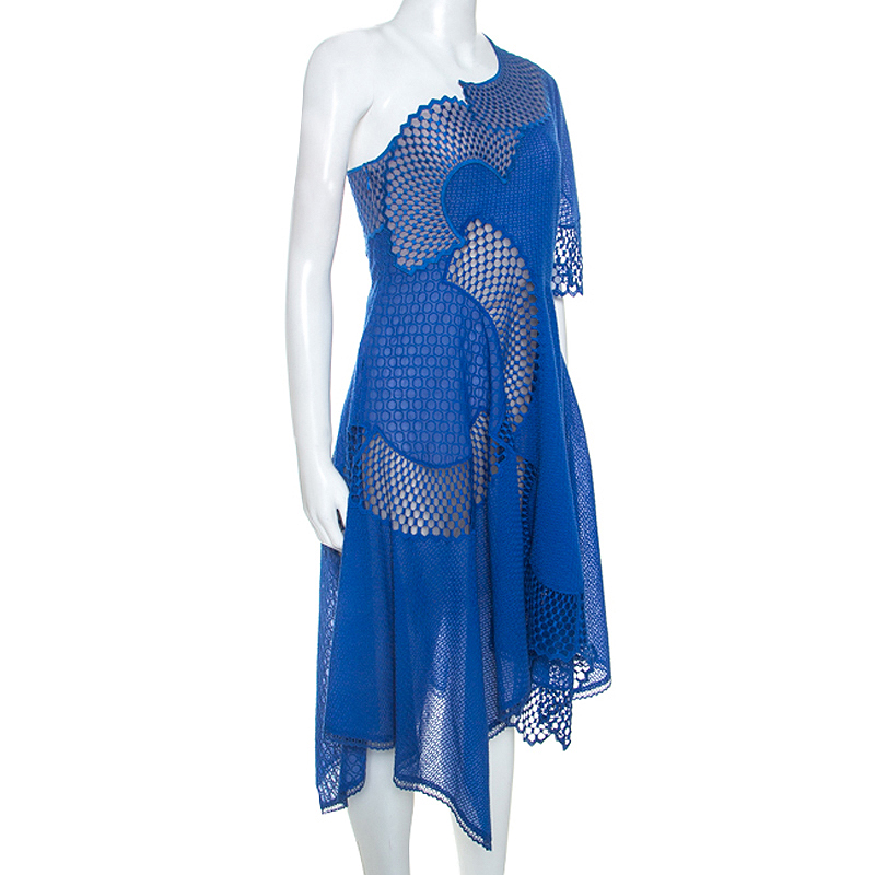 

Stella McCartney Blue Embroidered One Shoulder Noah Dress