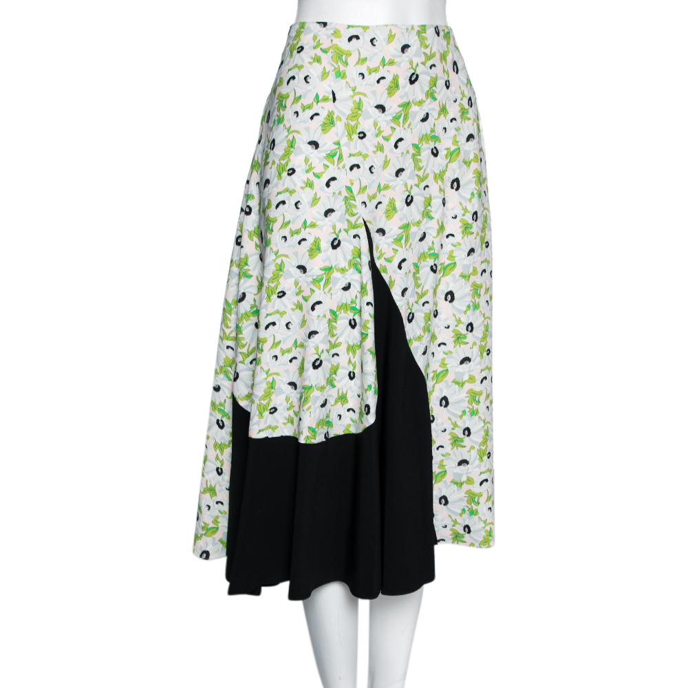 

Stella McCartney Multicolor Floral Printed Crepe Midi Skirt