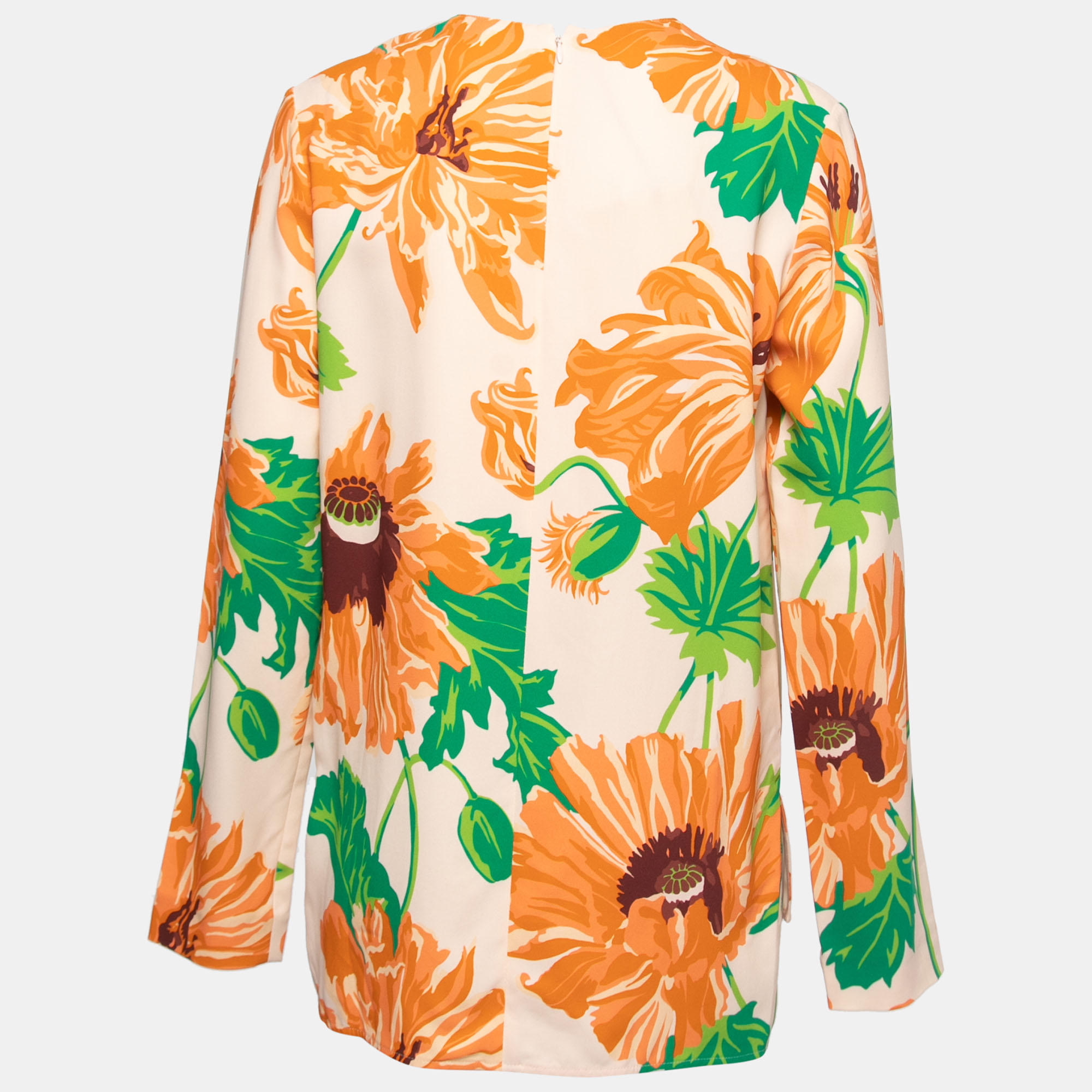 

Stella McCartney Beige Floral Printed Crepe Long Sleeve Top