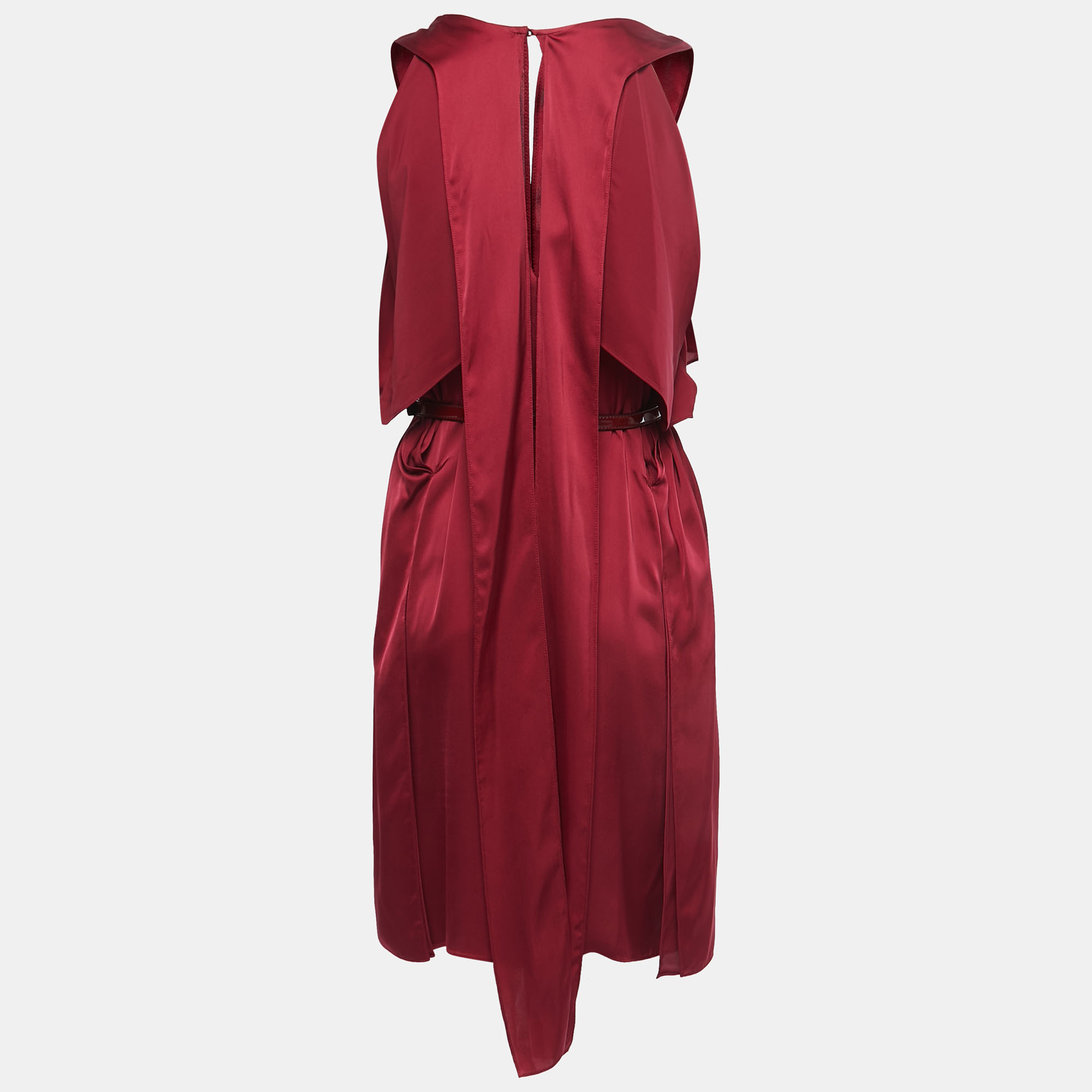 

Stella McCartney Red Silk Satin Sleeveless Belted Mini Dress