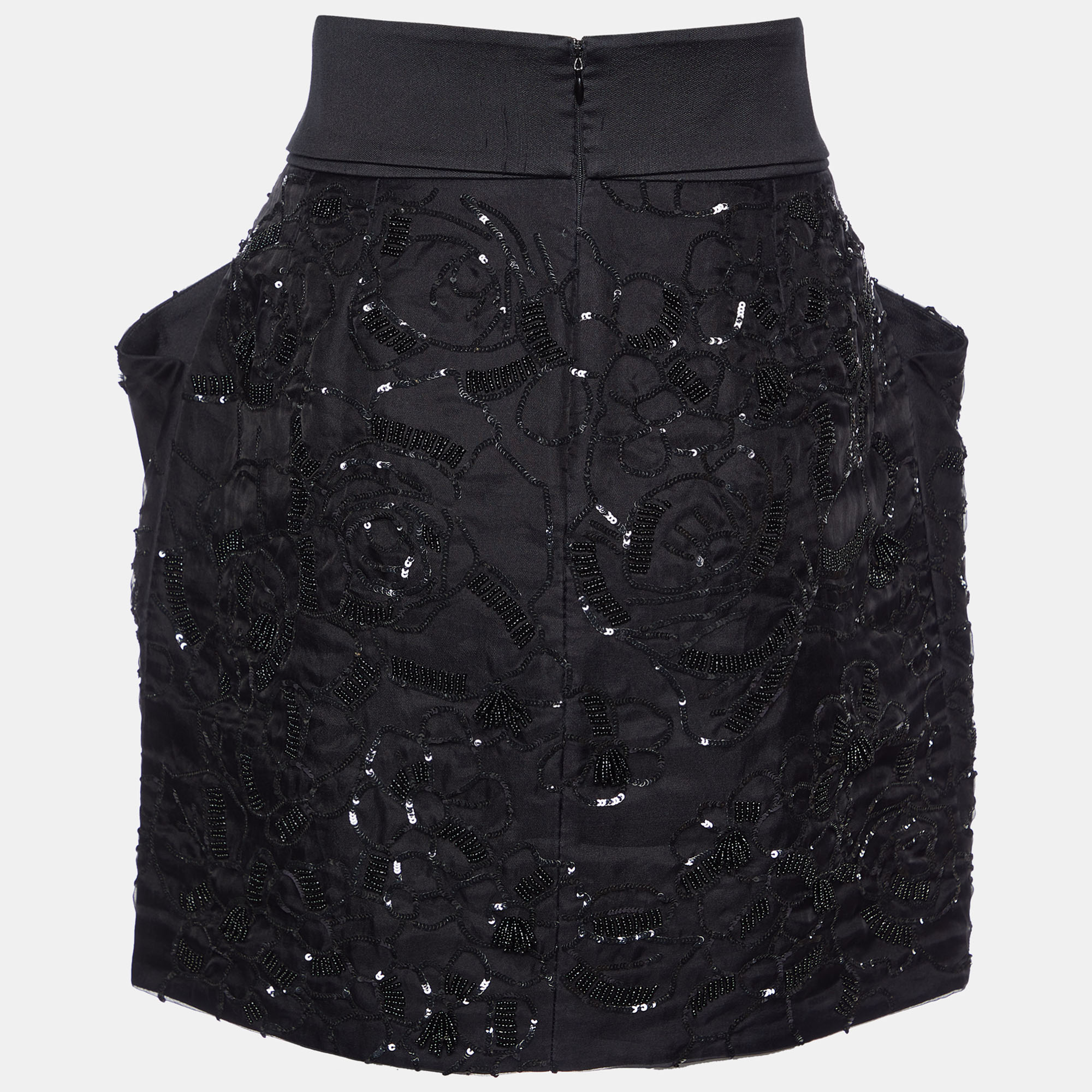 

Stella McCartney Black Embellished Silk Bow Tie Detail Mini Skirt