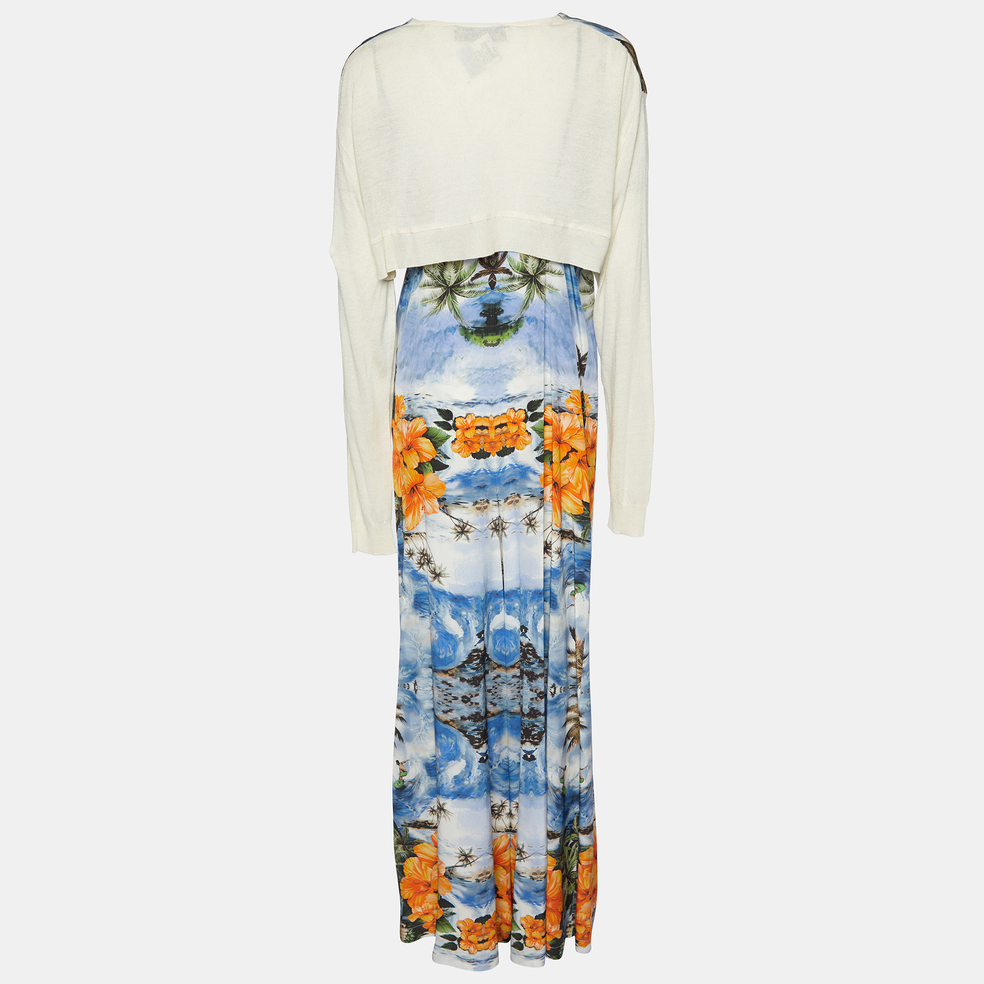 

Stella McCartney Blue Hawaiian Printed Silk Jumpsuit & Cropped Shrug