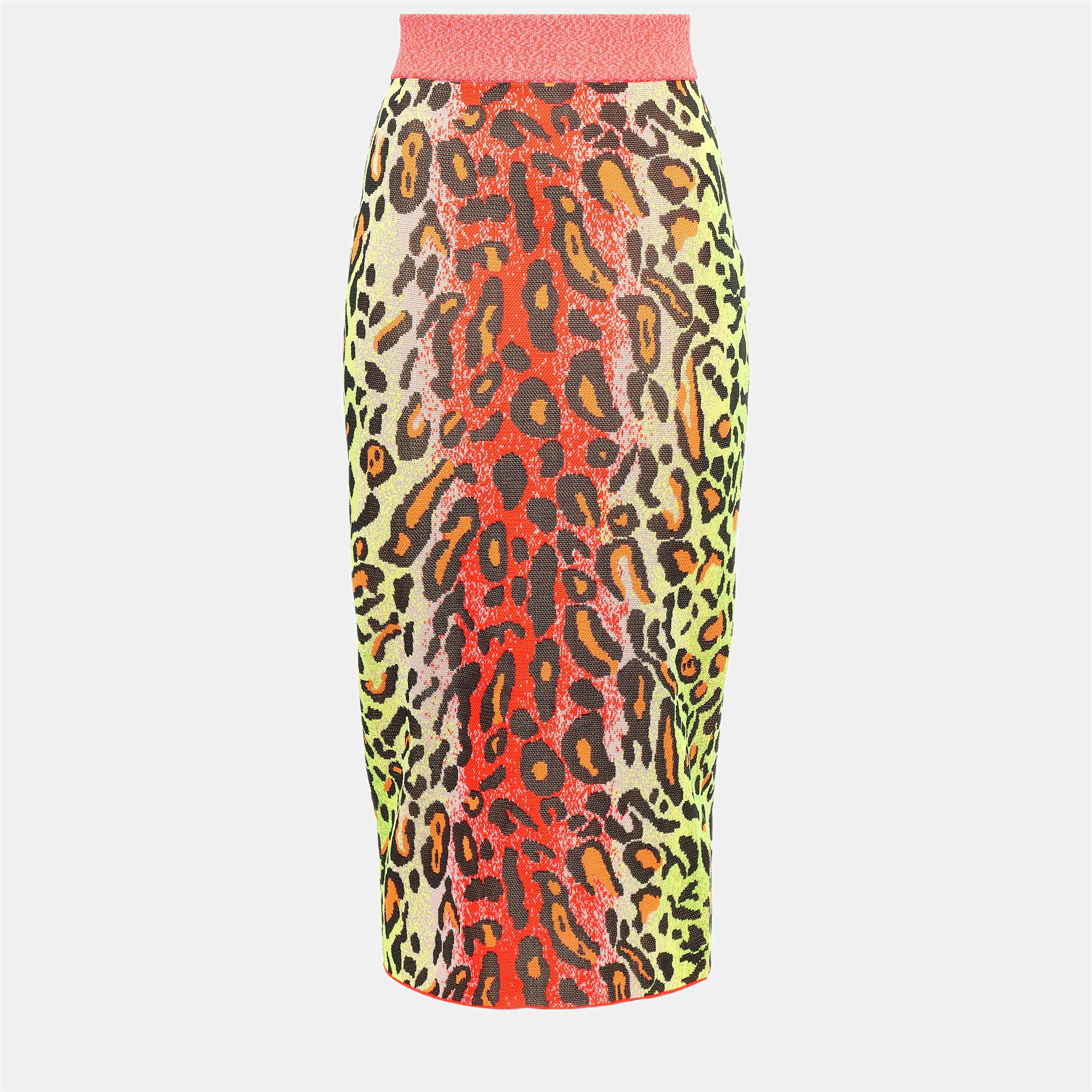 Pre-owned Stella Mccartney Multicolor Animal Pattern Knit Fitted Midi Skirt S (it 38)