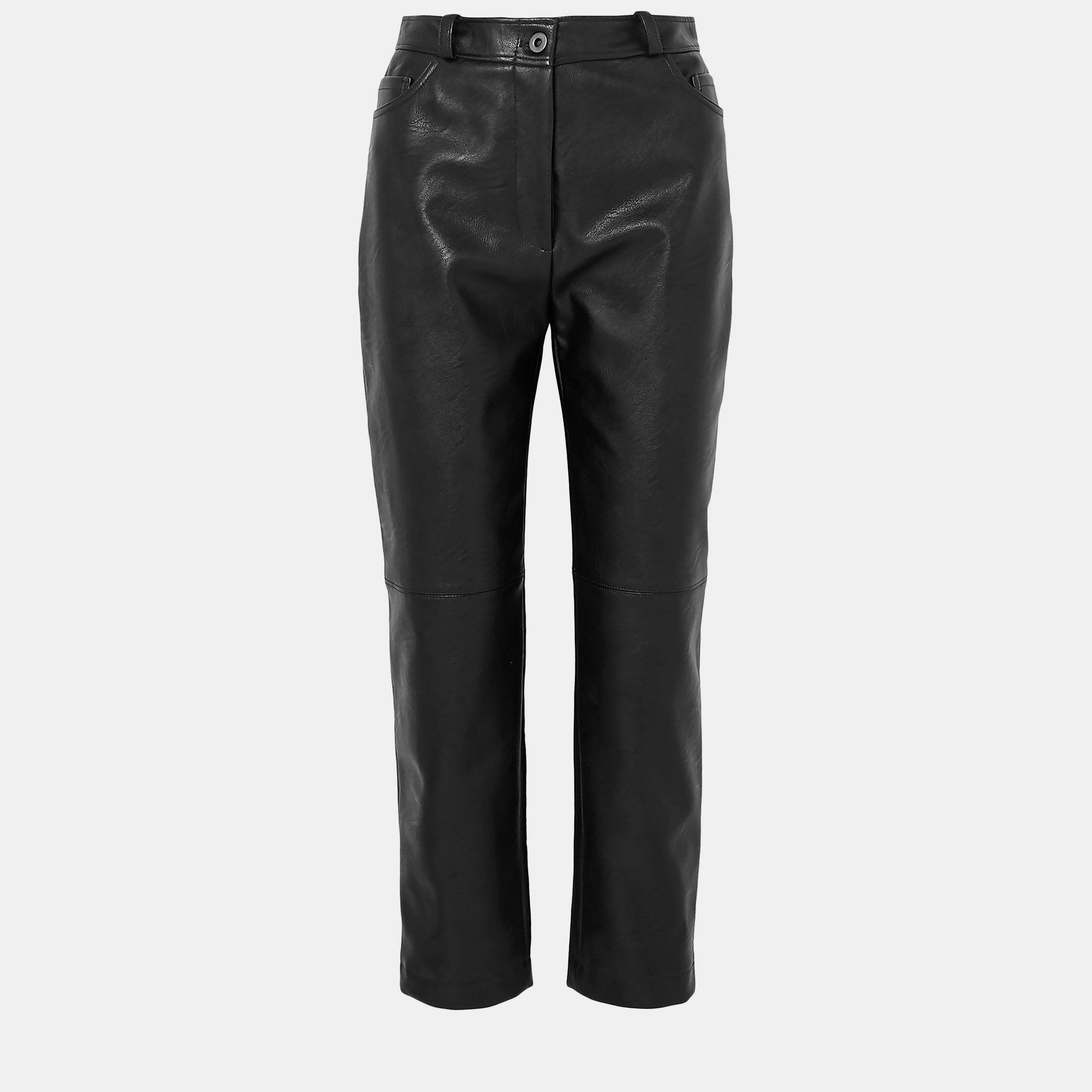 Pre-owned Stella Mccartney Black Faux-leather Pants Xl (it 46)