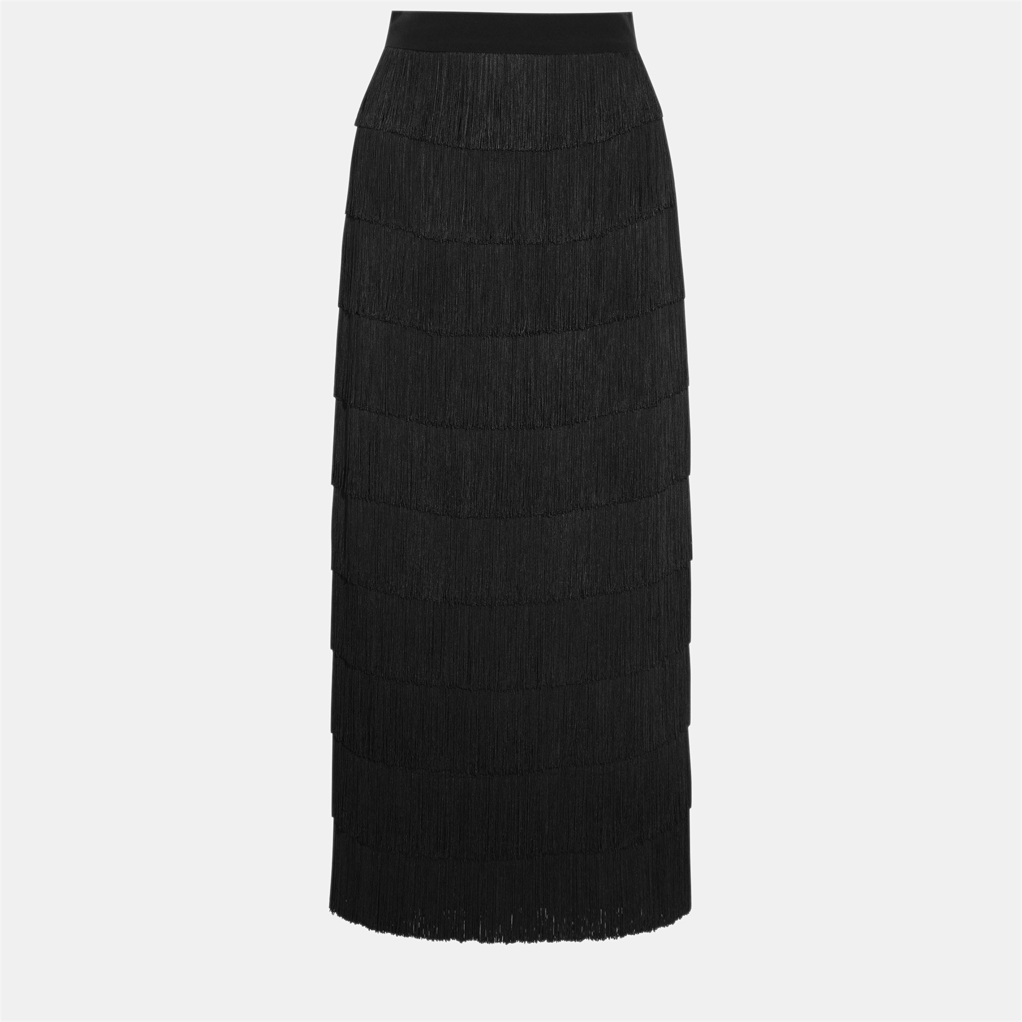 Pre-owned Stella Mccartney Silk Maxi Skirt 34 In Black