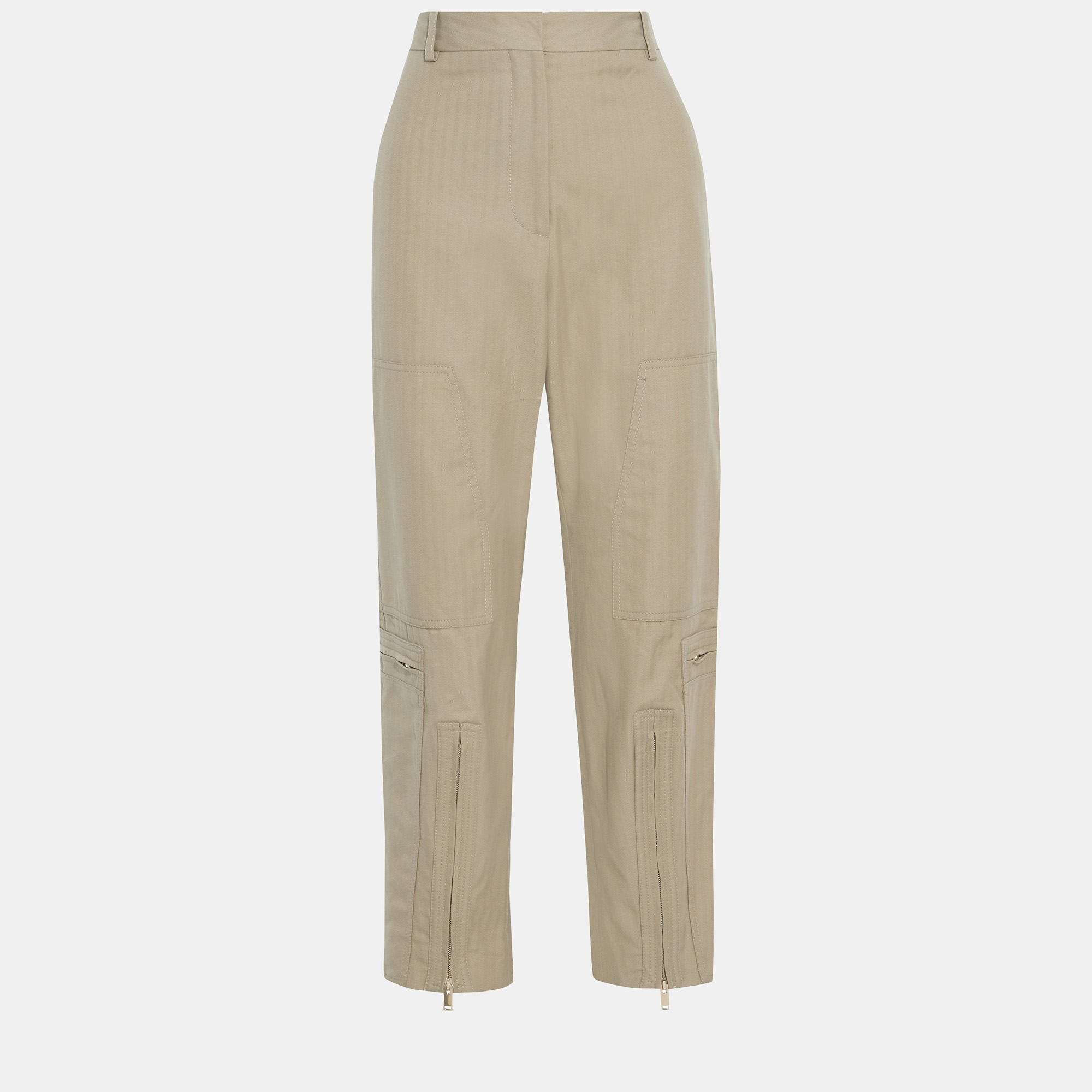 Pre-owned Stella Mccartney Cotton Straight Leg Pants 42 In Beige