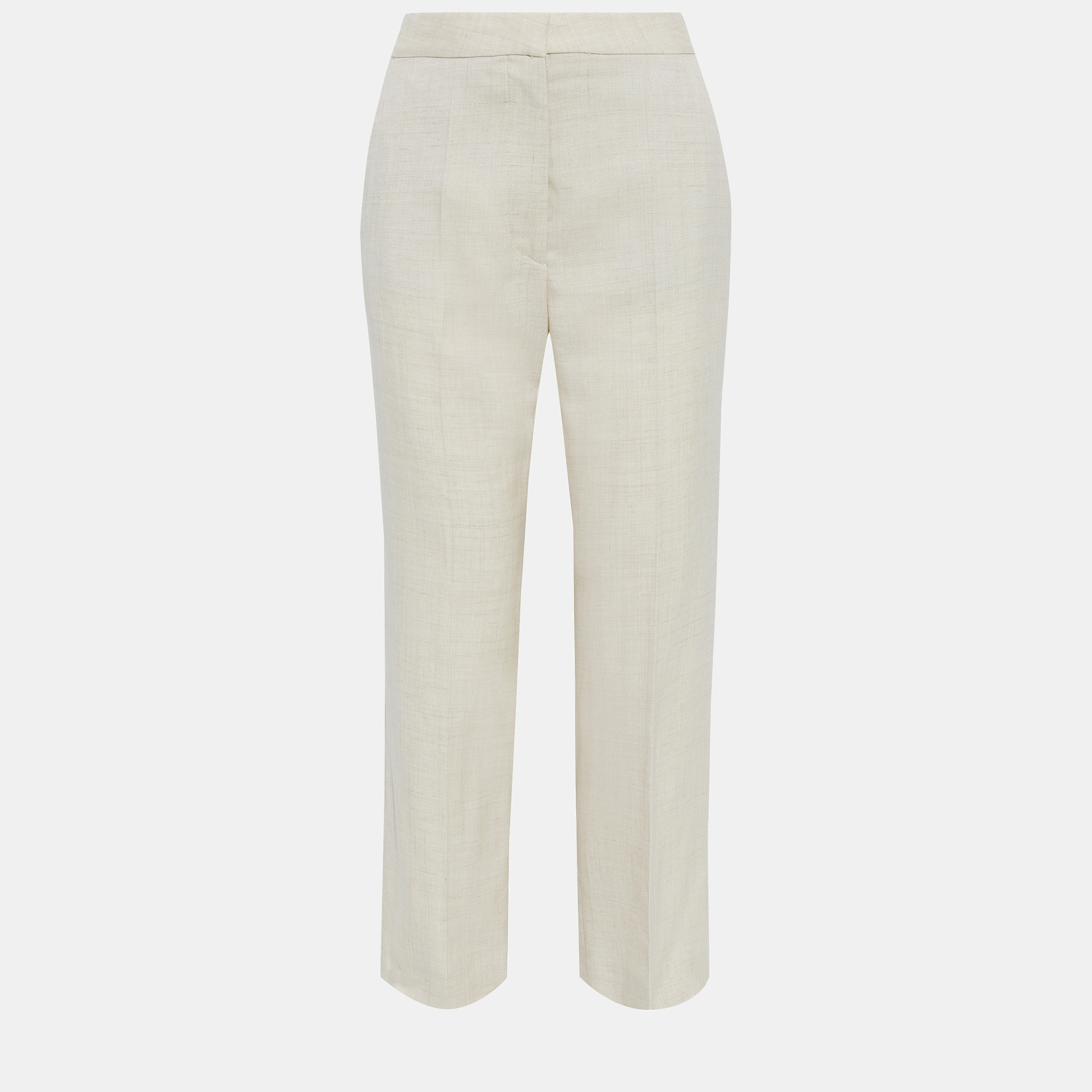 Pre-owned Stella Mccartney Beige Linen-blend Straight Leg Pants S (it 38)